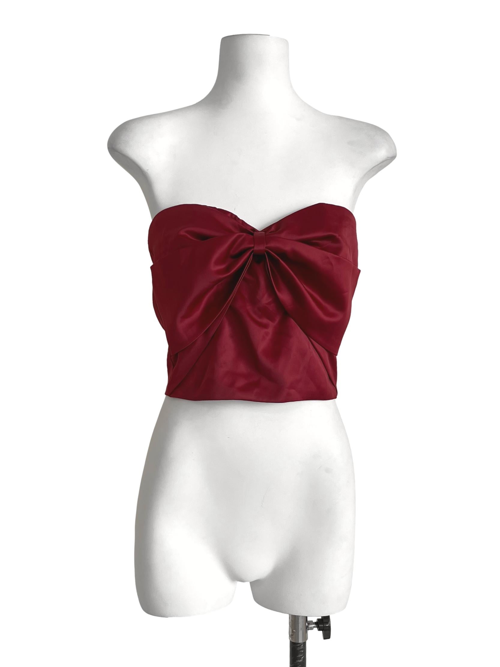 Scarlet Red Satin Bow Tube Top