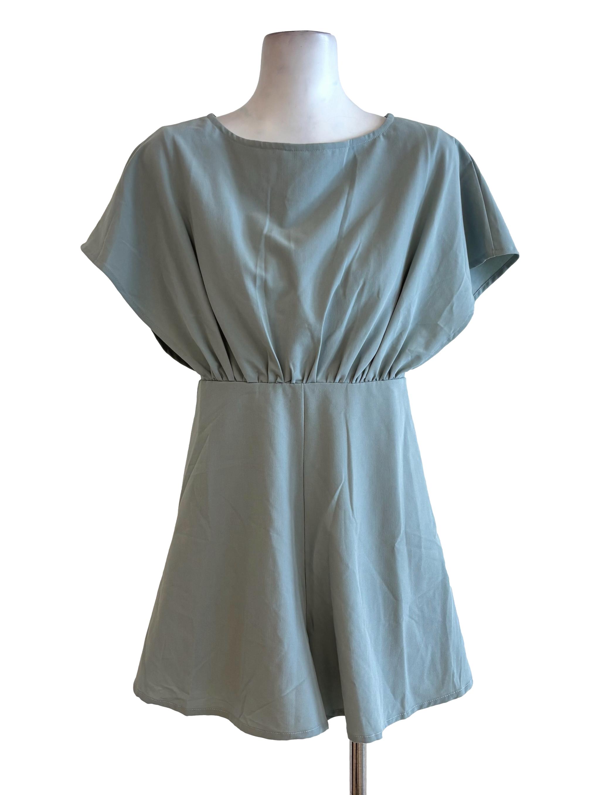 Sage Green Fitted Waist Romper TTR