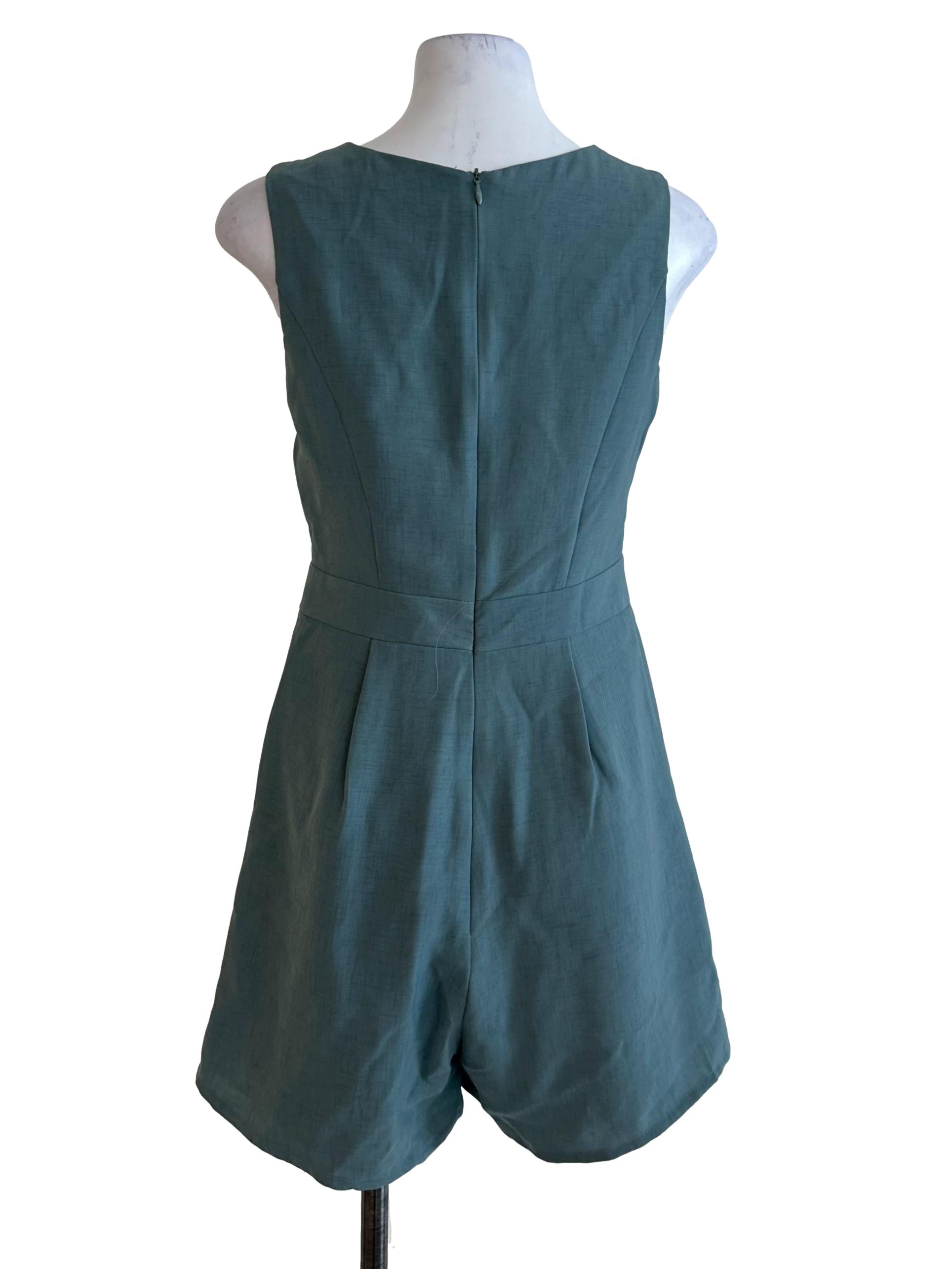 Pickle Green V Neck Sleveless Rompers