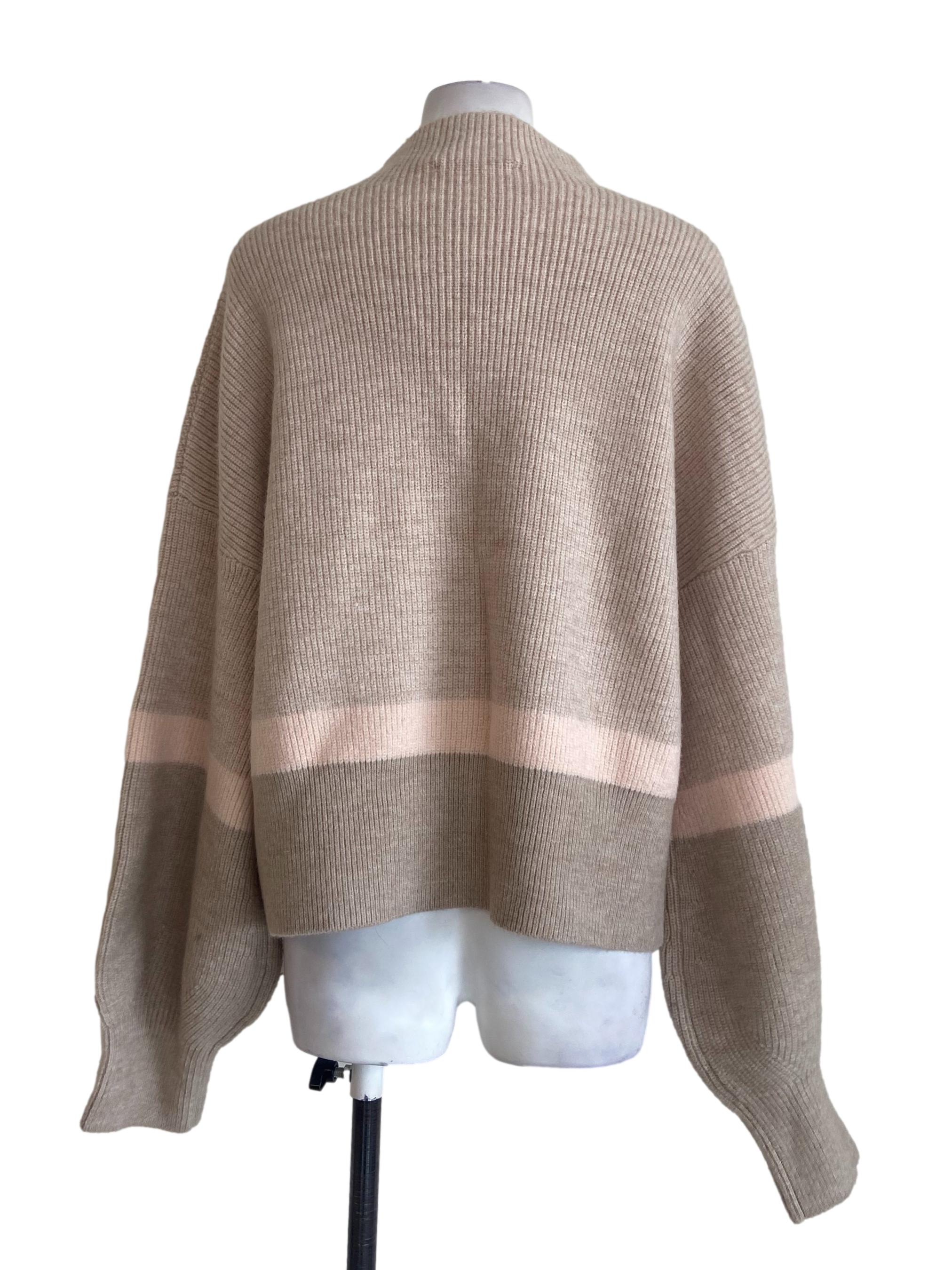 Linen Beige Turtleneck Blouse LB