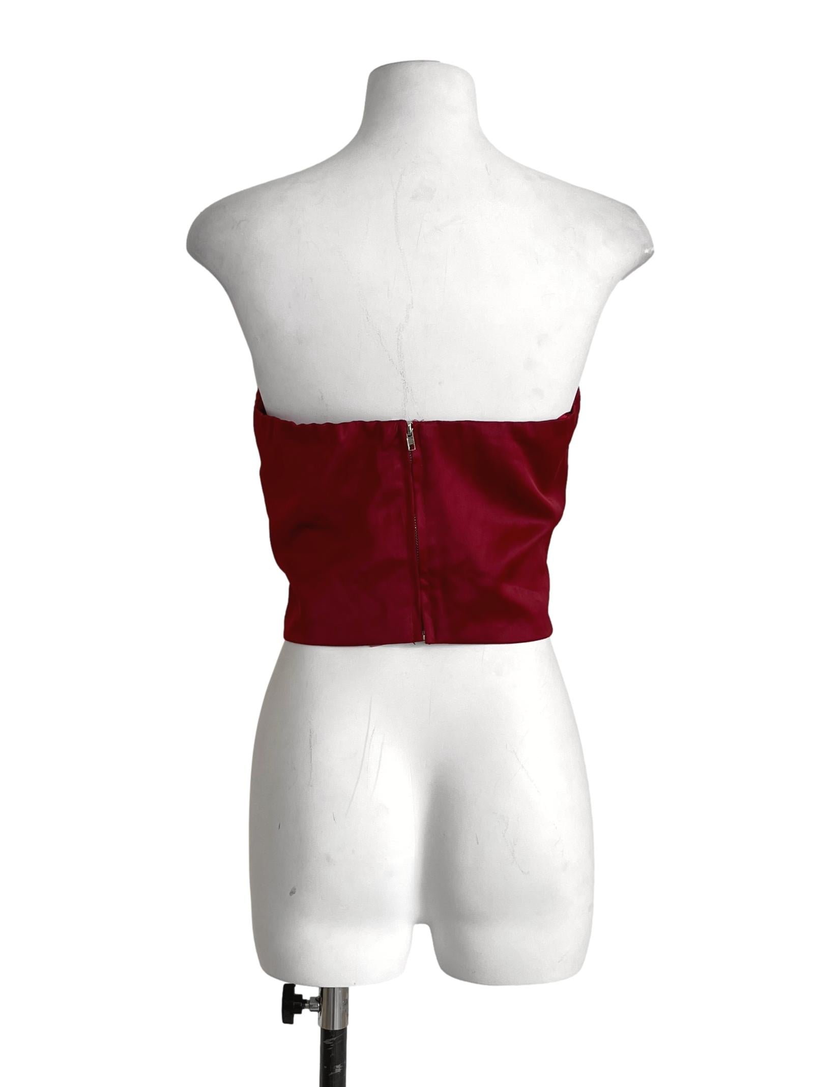 Scarlet Red Satin Bow Tube Top
