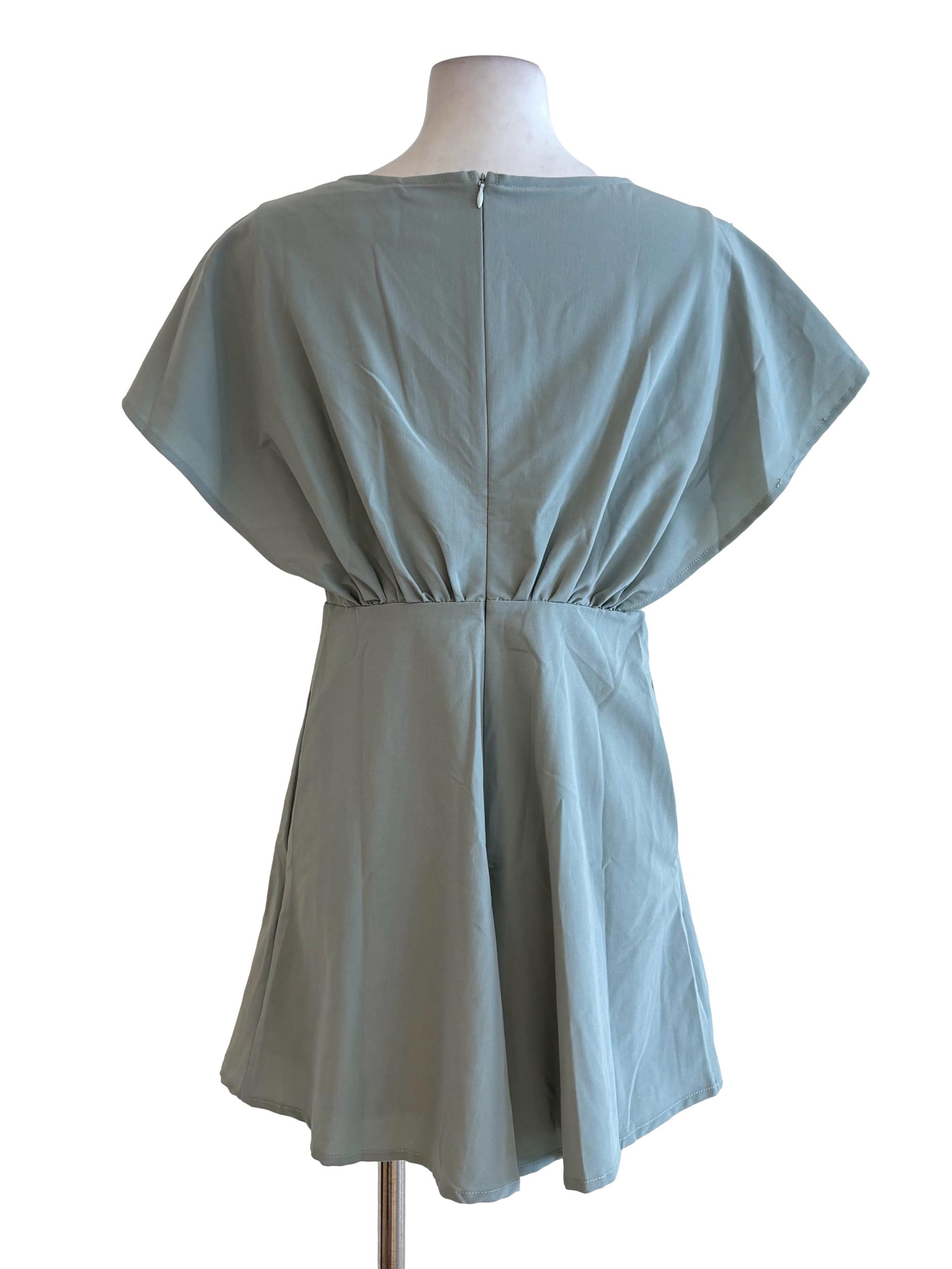 Sage Green Fitted Waist Romper TTR