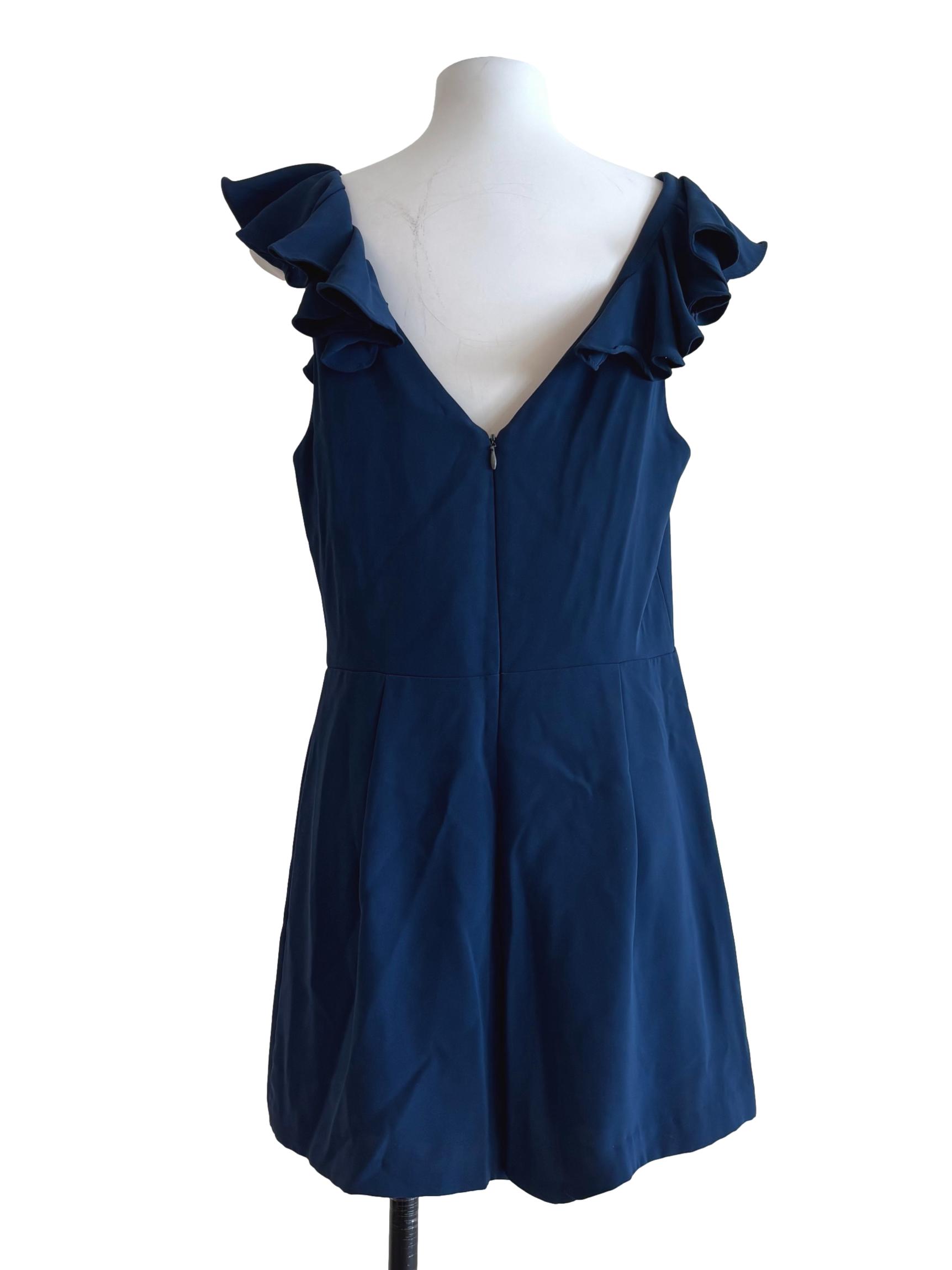 Navy Blue Sleeveless Ruffle Romper