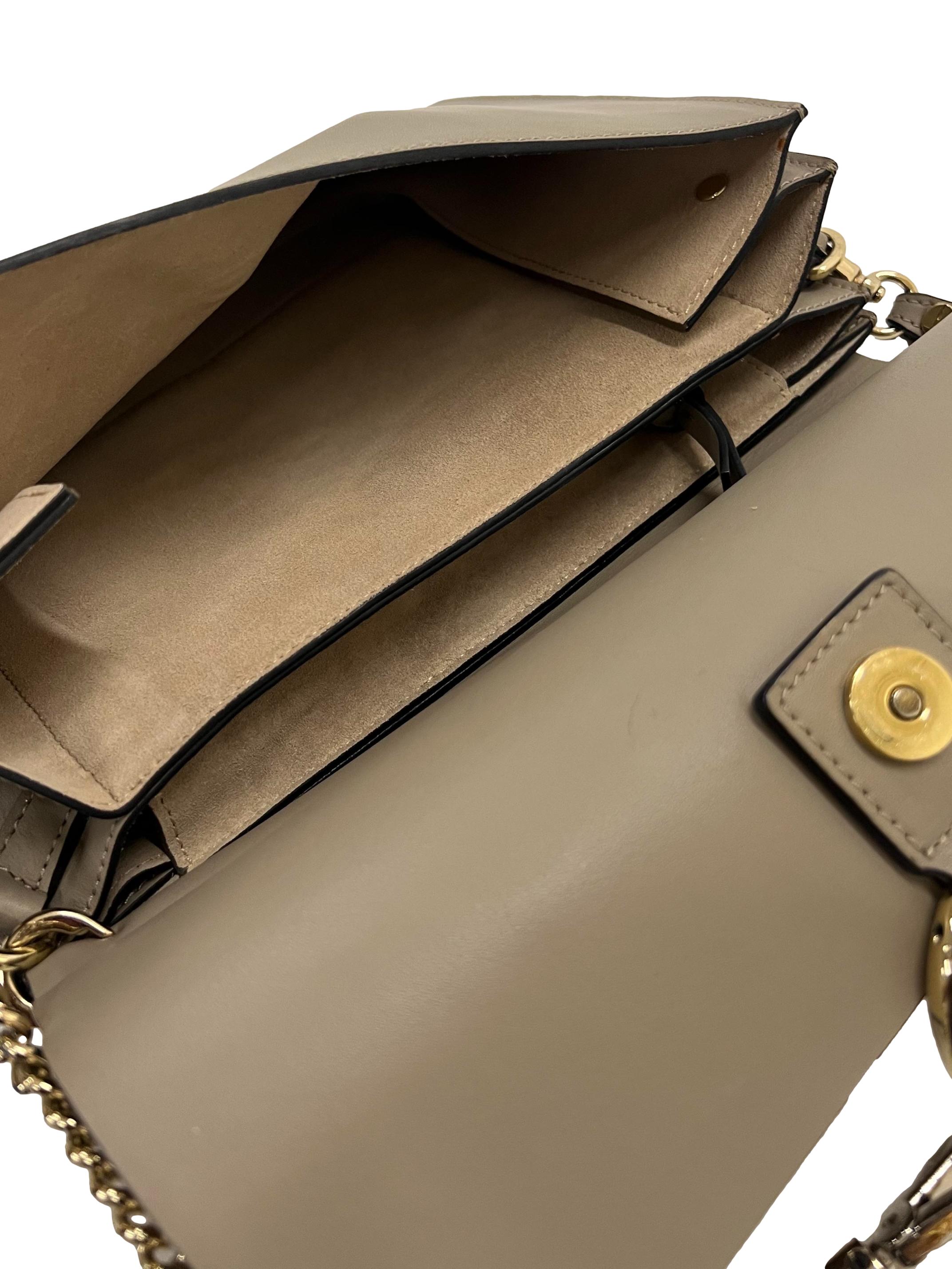 Grey Faye Leather Crossbody Bag