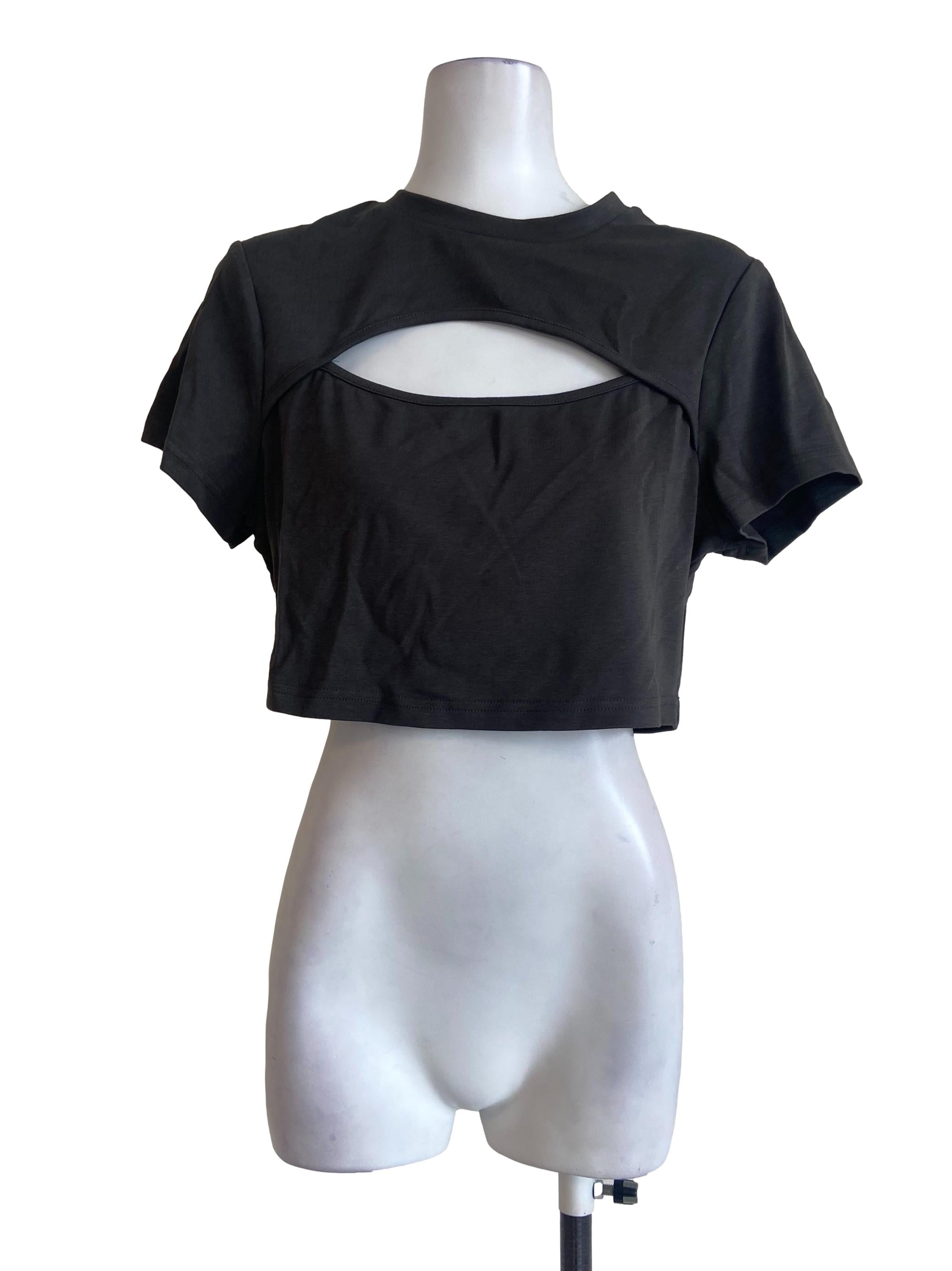 Lead Grey Twill Crop Top