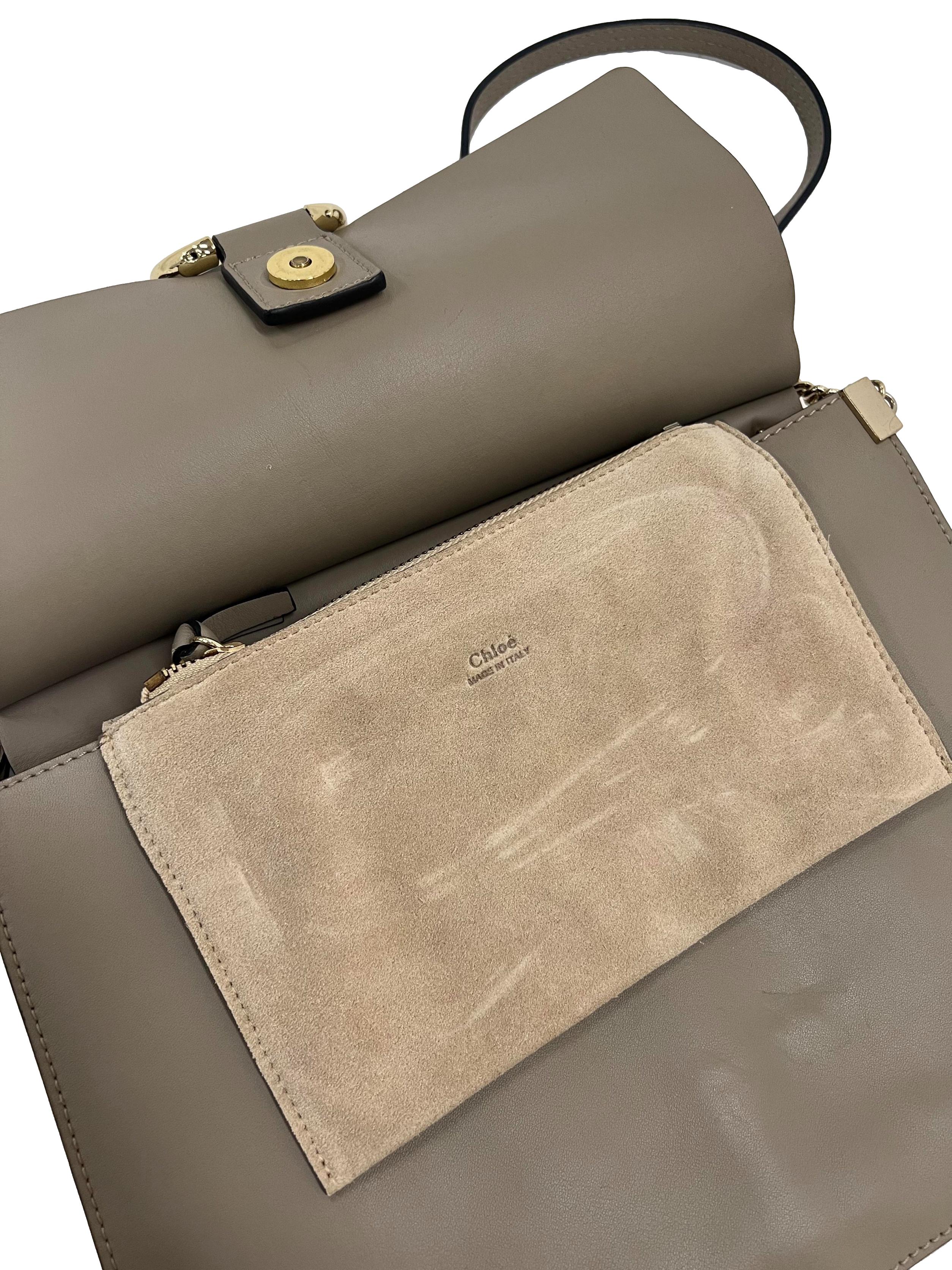 Grey Faye Leather Crossbody Bag