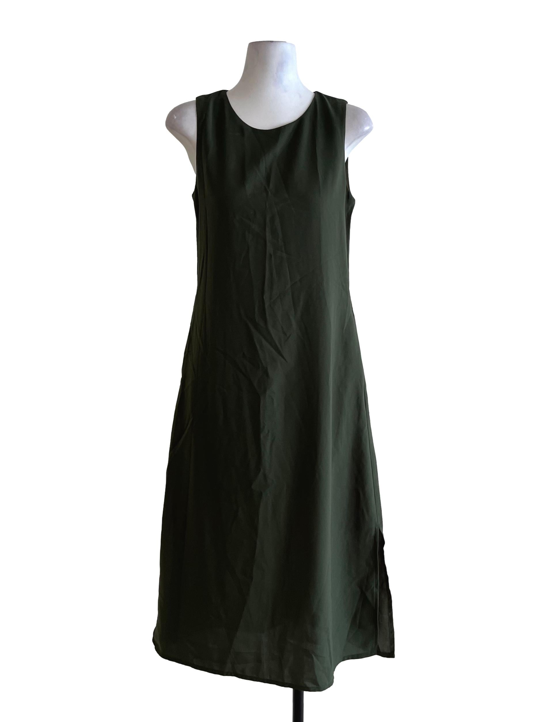 Pine Green Jewel Neckline Sheath Dress