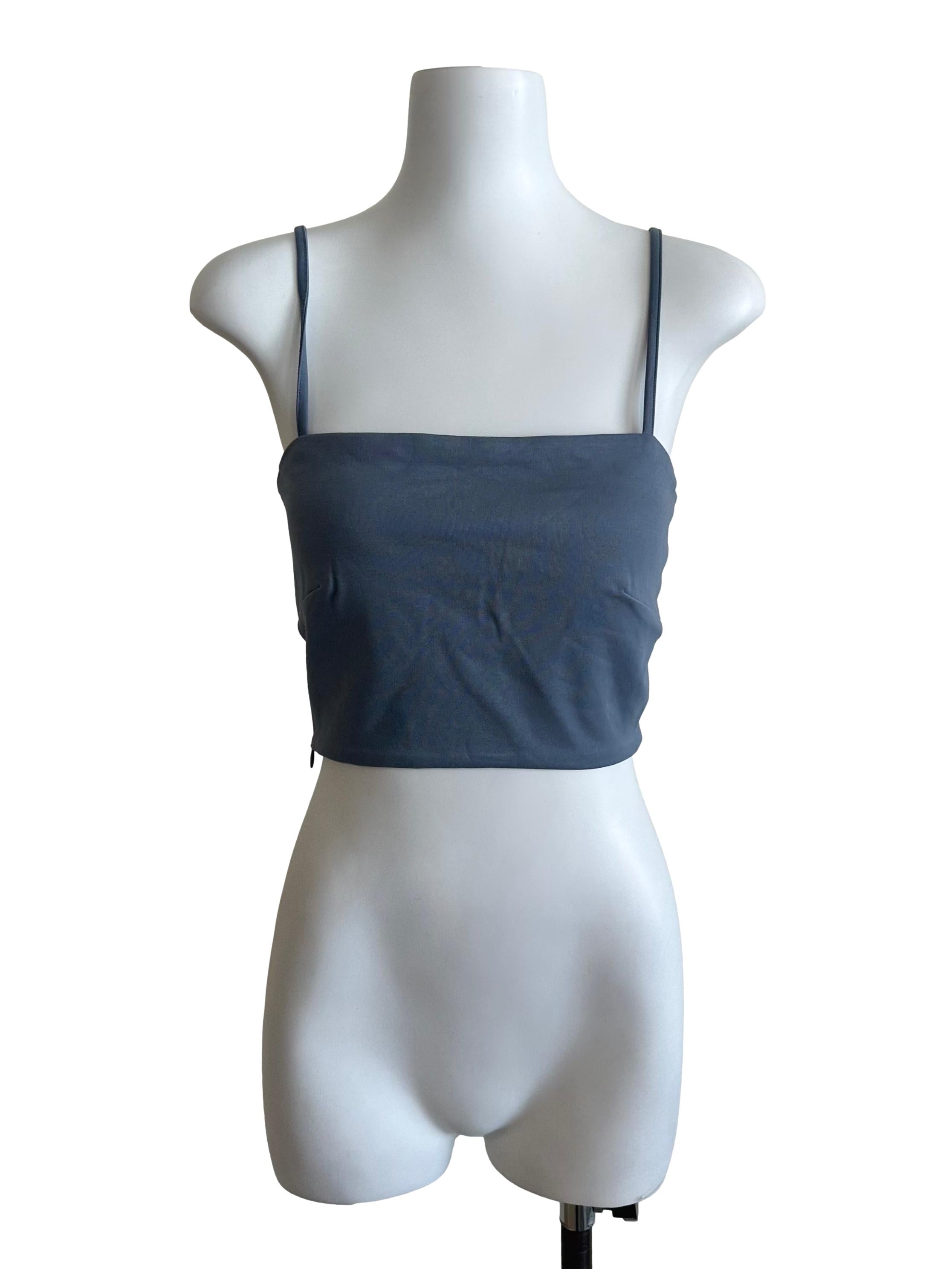 Spruce Blue Square Neck Back Knot Top