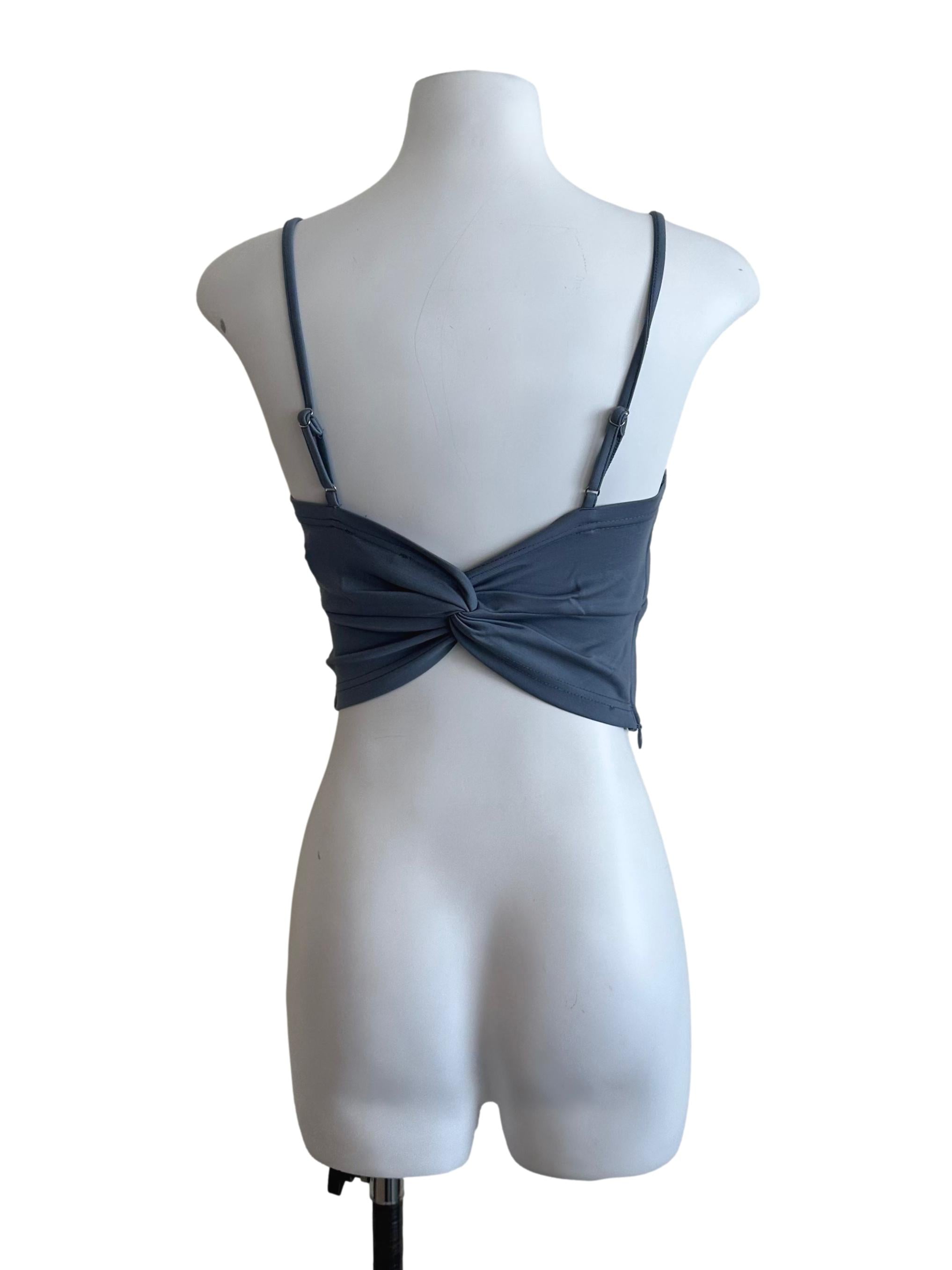 Spruce Blue Square Neck Back Knot Top