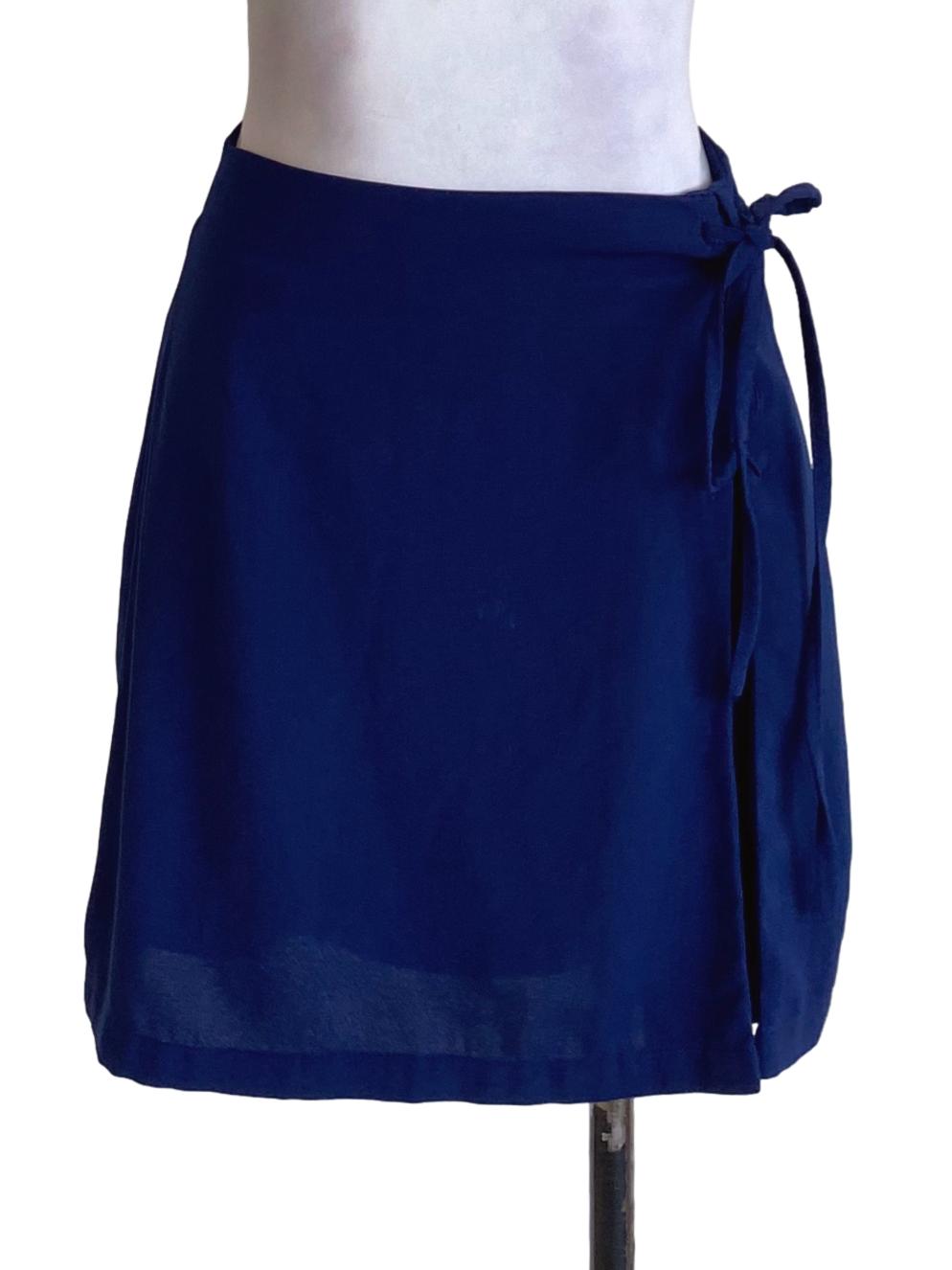 Navy Blue Tie Lace Mini A-Line Skirt
