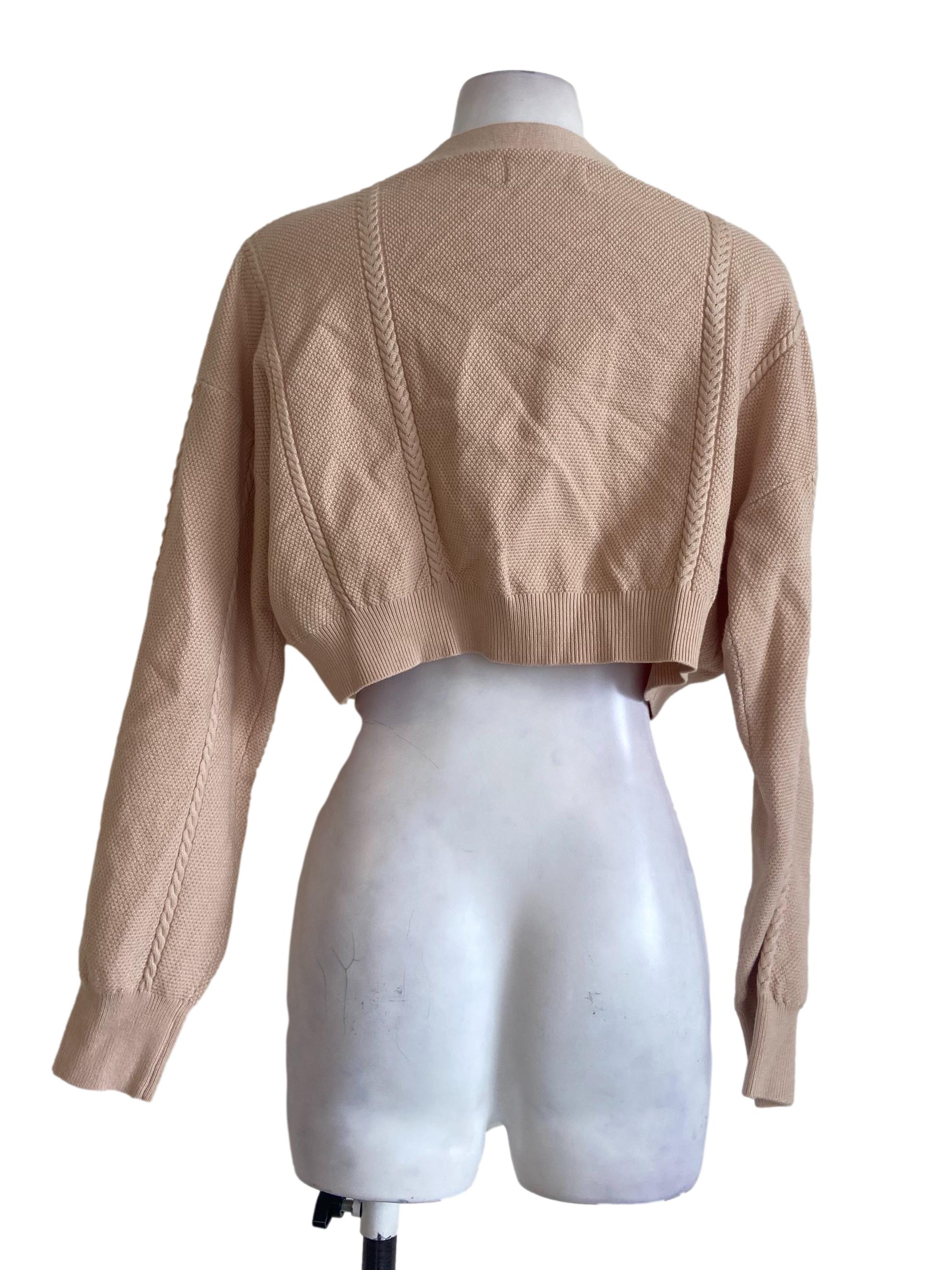 Coconut Beige Button Down Crop Cardigan