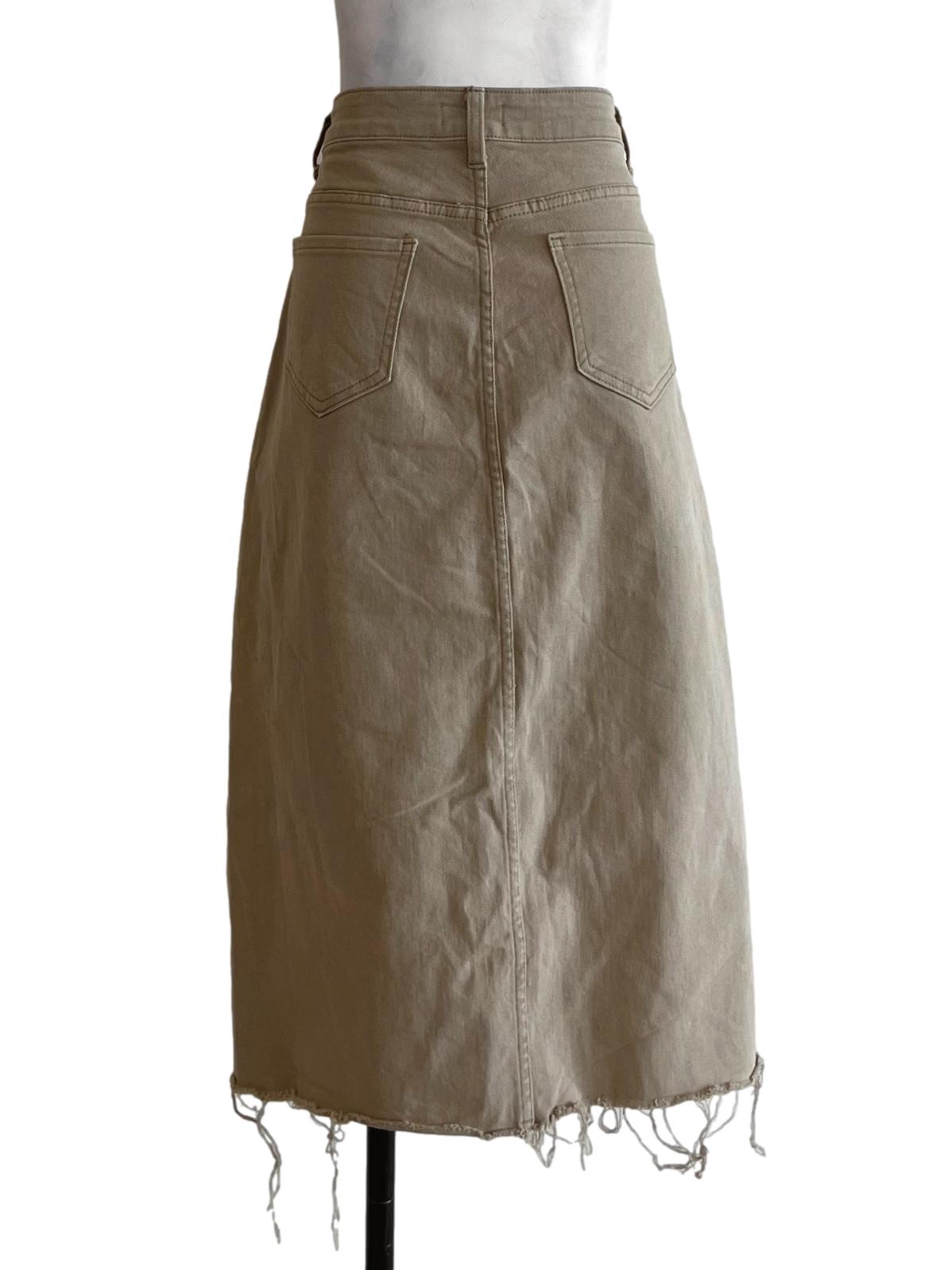 Beige Plain A-Line Skirt TWL