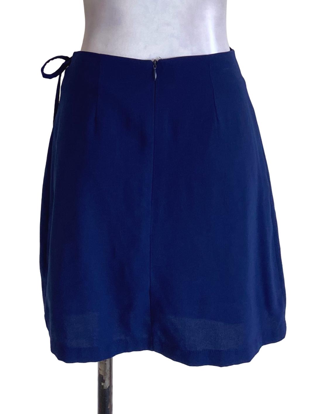 Navy Blue Tie Lace Mini A-Line Skirt