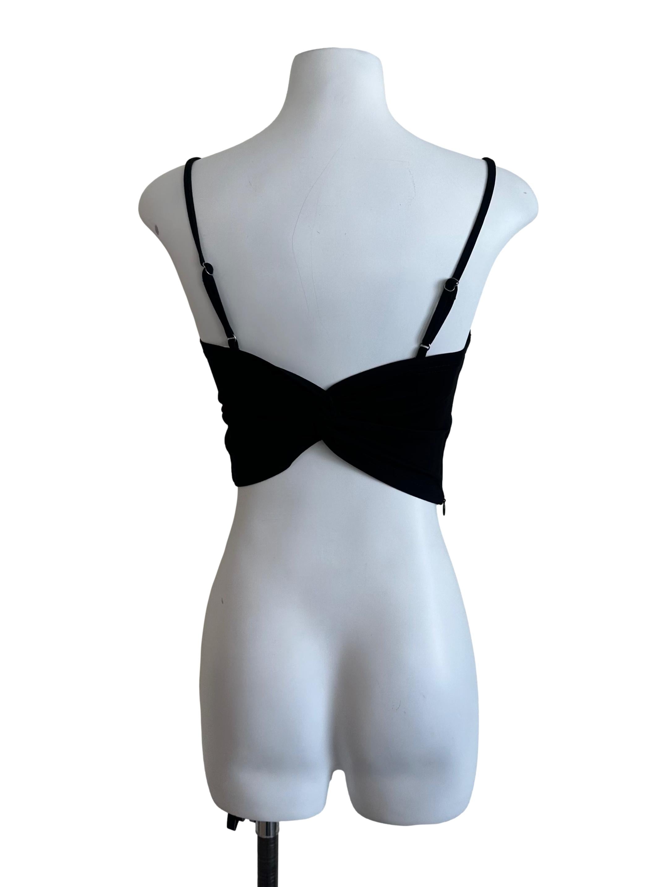 Onyx Black Square Neck Back Knot Top