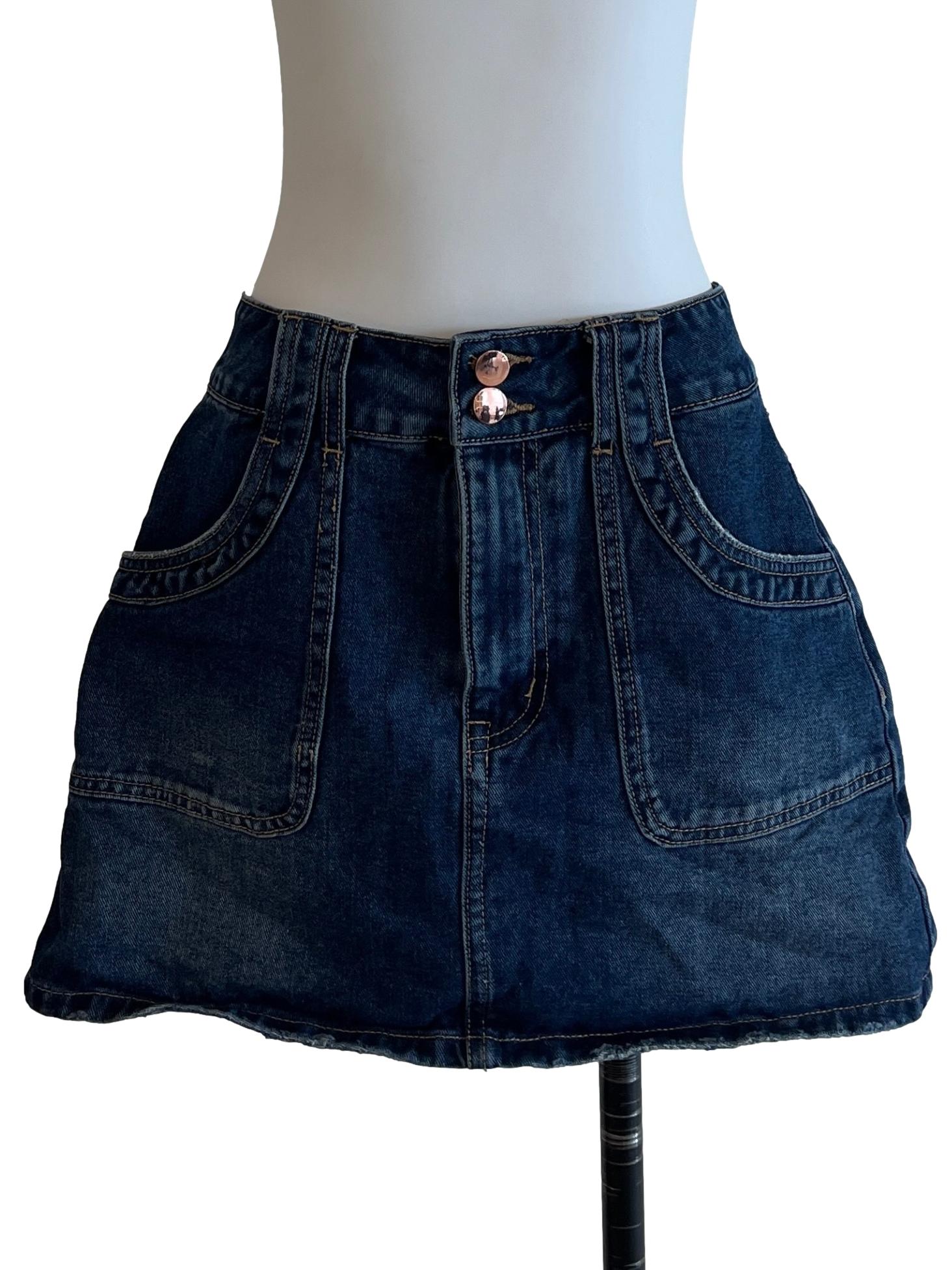 Denim Blue Double Button Skorts