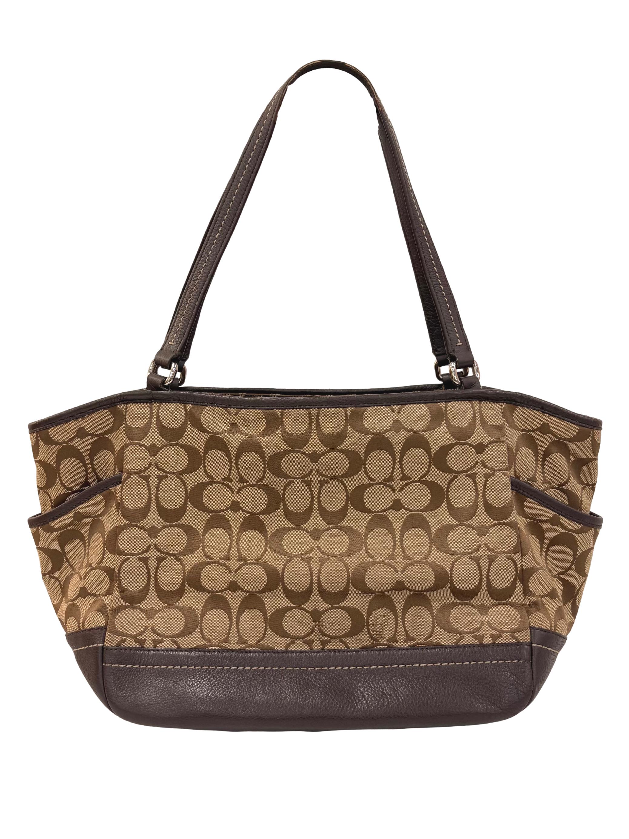 Brown Monogram Leather Base Park Carrie Tote Bag