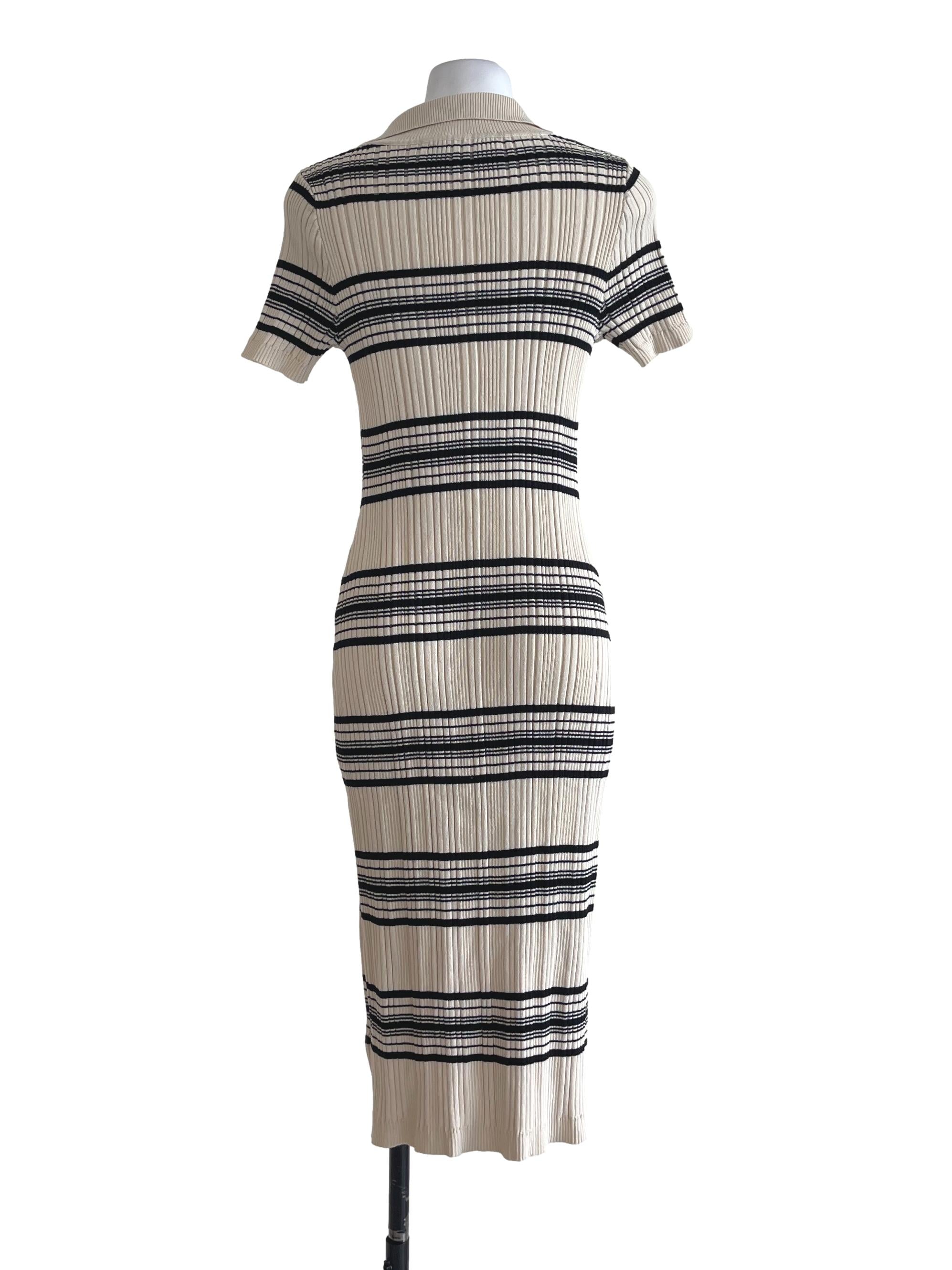 White Irregular Stripes Classic Knit Dress