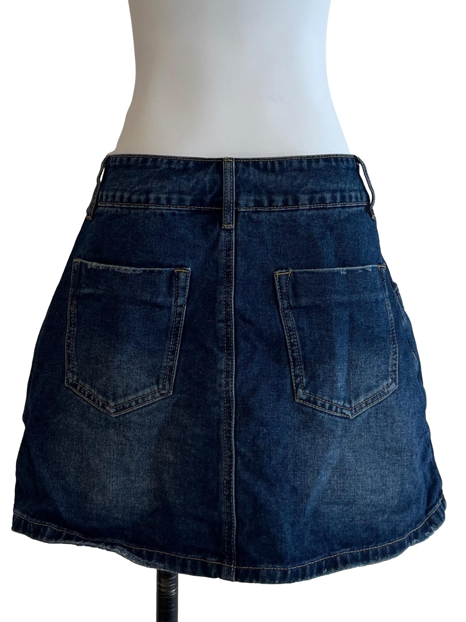 Denim Blue Double Button Skorts