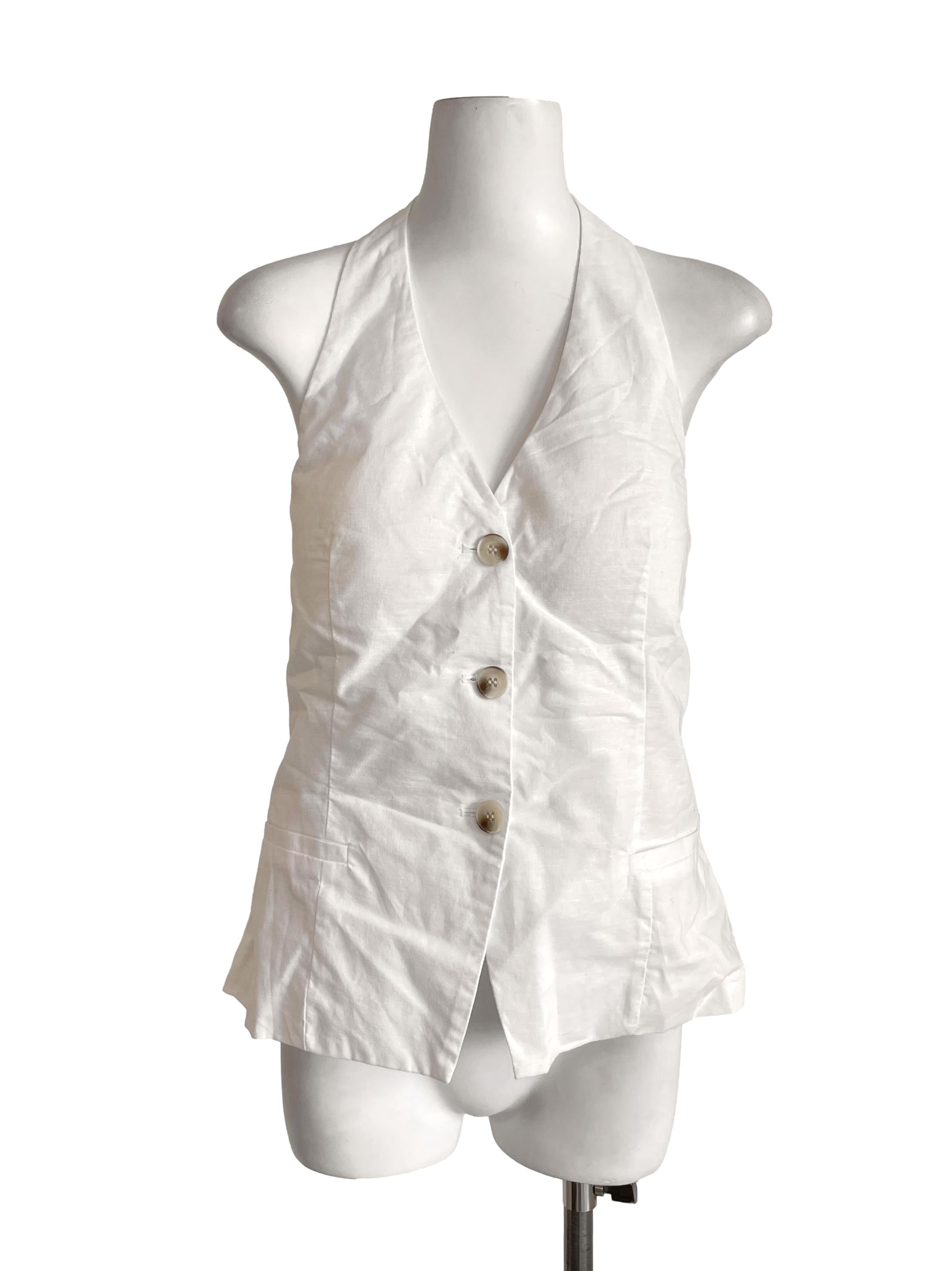 White Halter Neck Vest Top