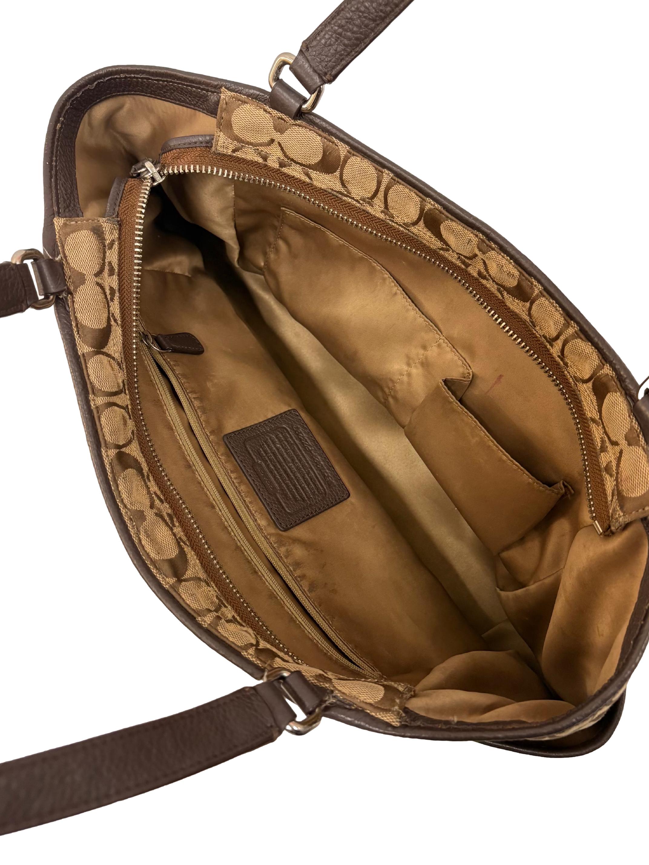Brown Monogram Leather Base Park Carrie Tote Bag