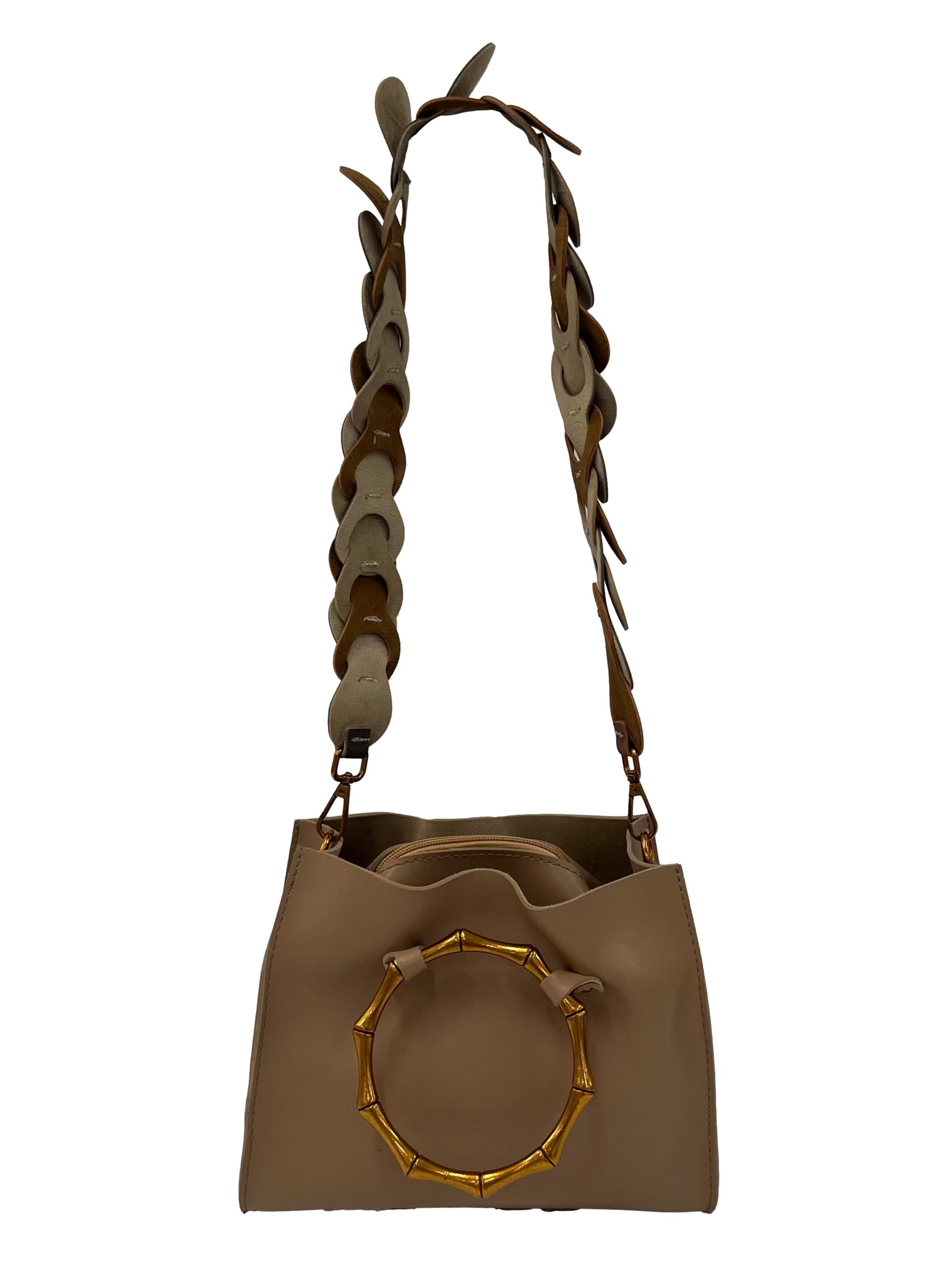 Beige PU Leather Crossbody Bag CSN