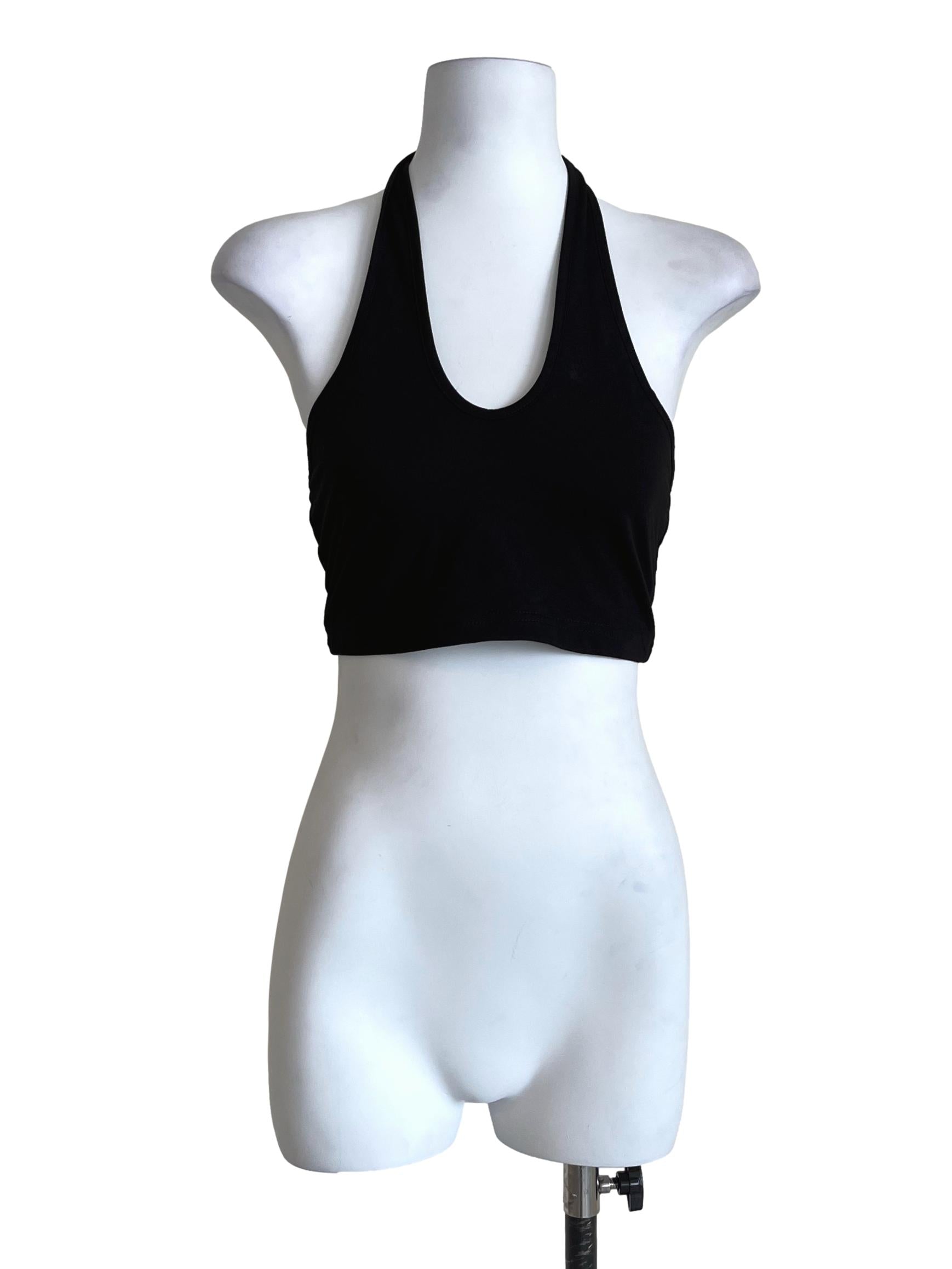 Jade Black Halter Strap Crop Top