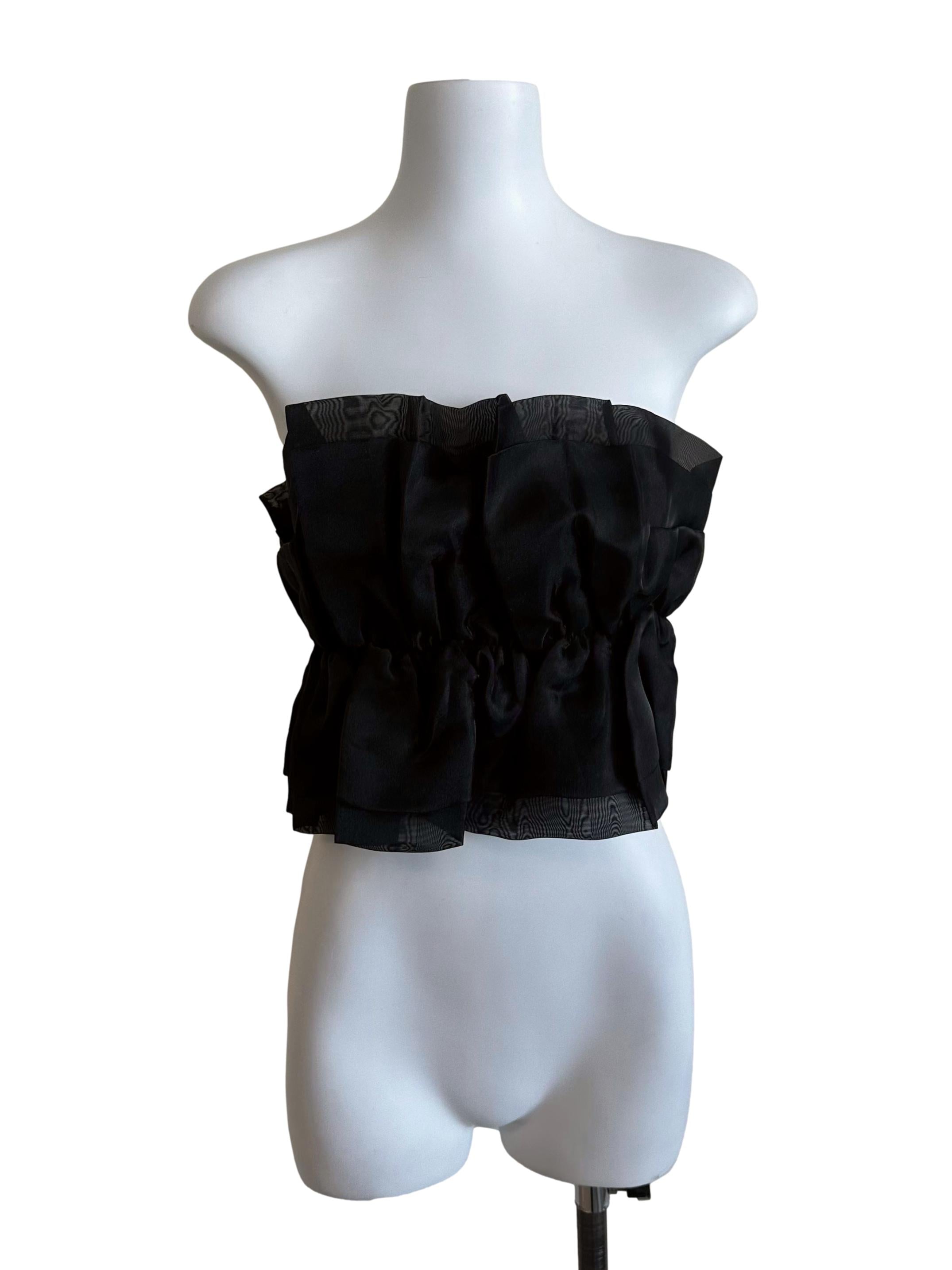 Rich Black Organza Tube Top