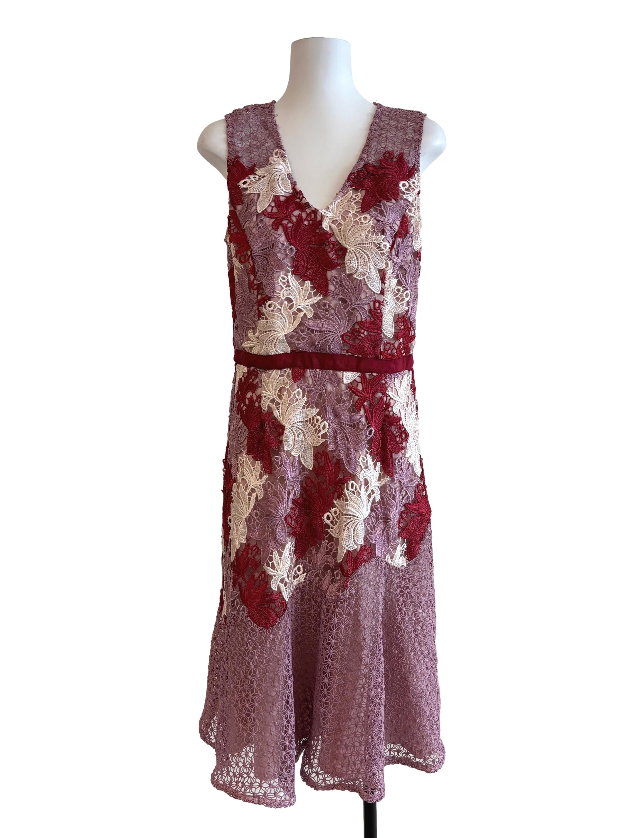 Cherry Red Blush Pink Sleeveless Lace Dress