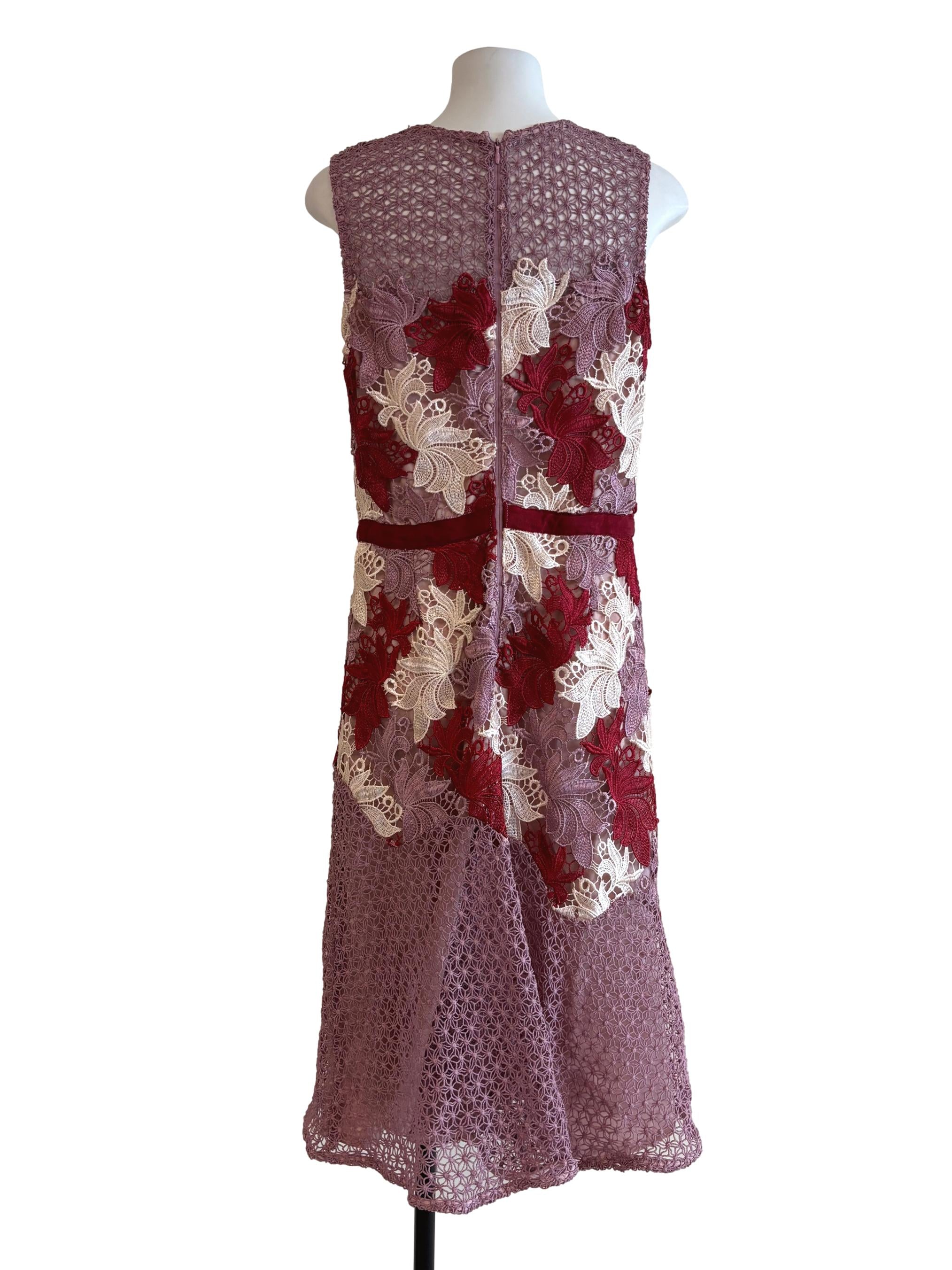 Cherry Red Blush Pink Sleeveless Lace Dress