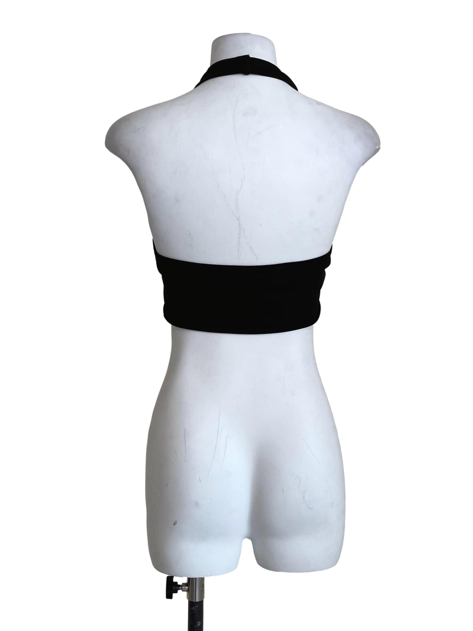 Jade Black Halter Strap Crop Top