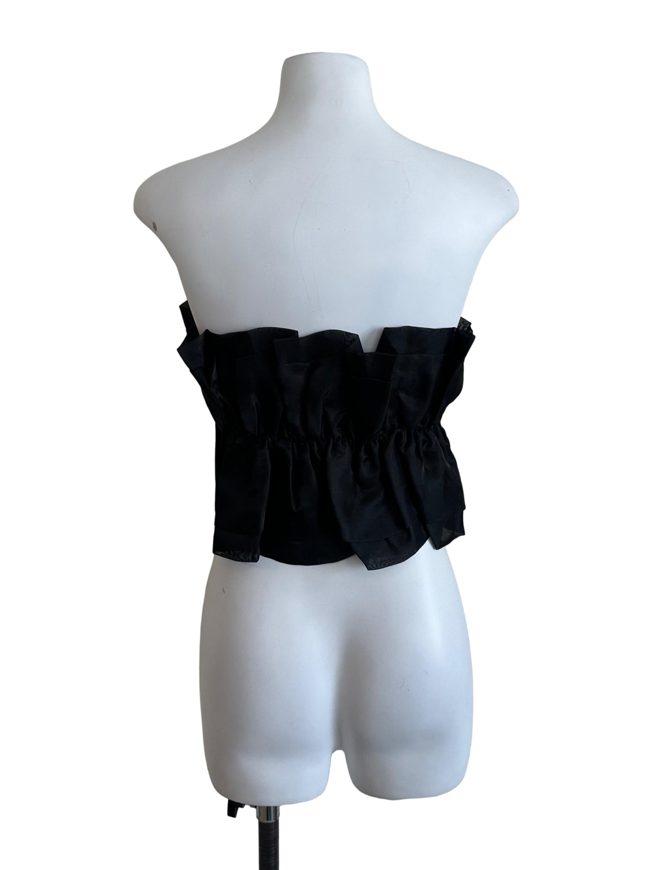 Rich Black Organza Tube Top