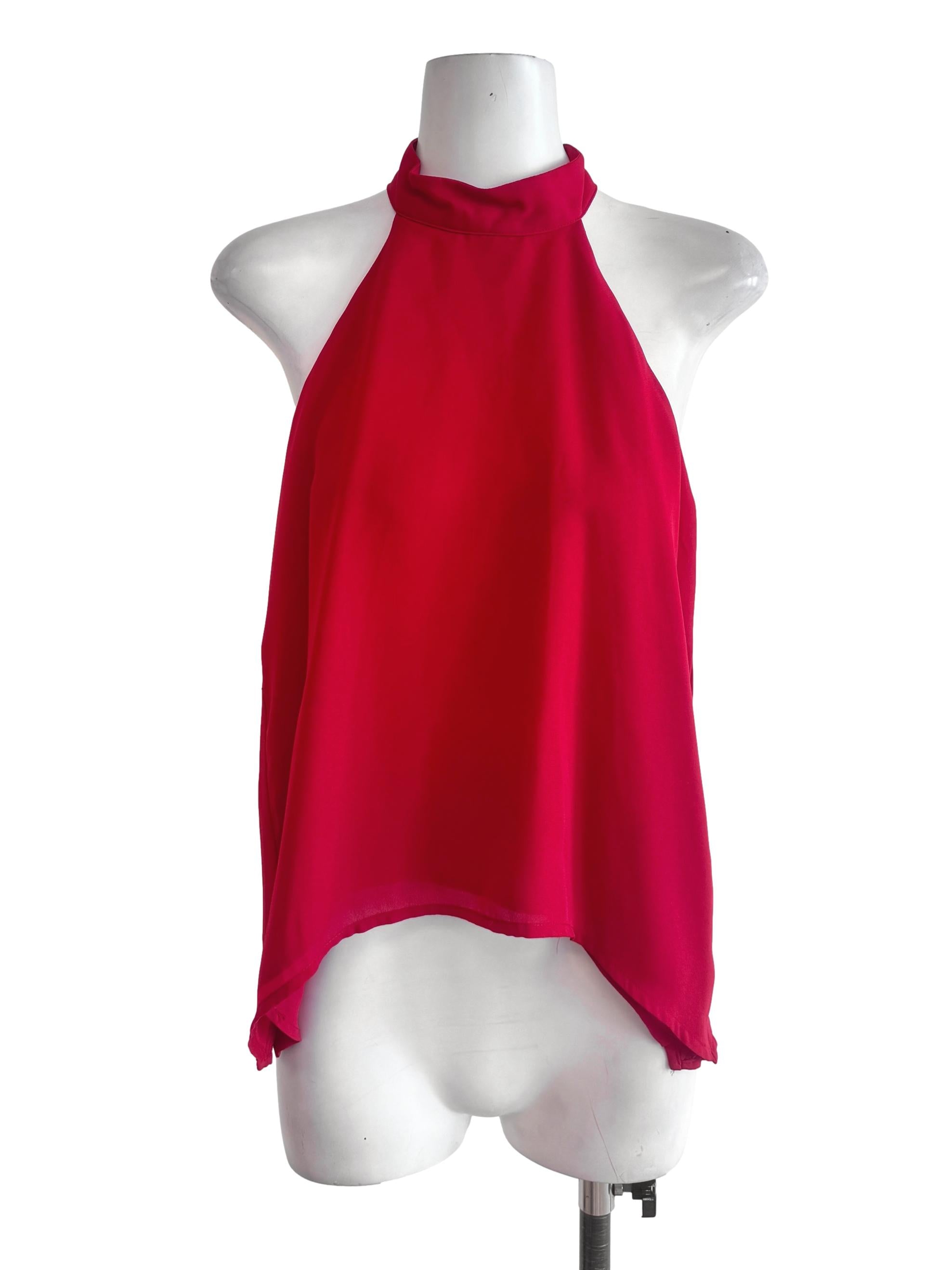 Red Halter Lace Top