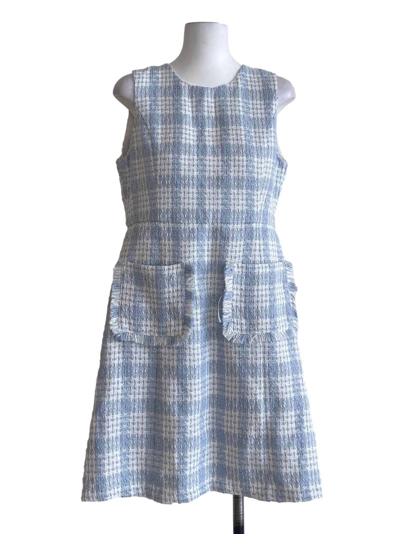 Blue & White Tartan A-Line Dress TCL