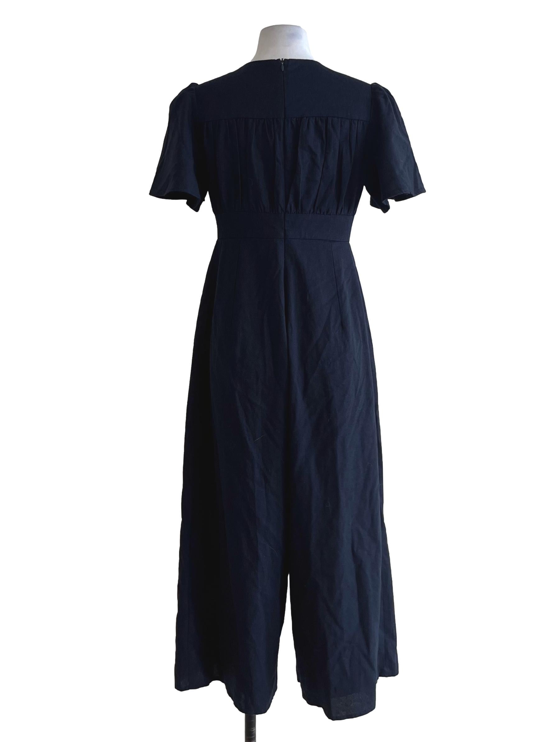 Navy Blue V-Neckline Jumpsuit