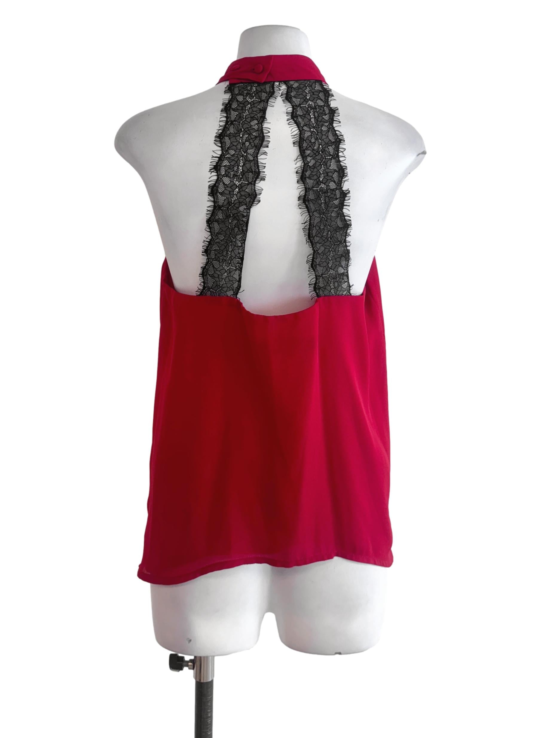 Red Halter Lace Top