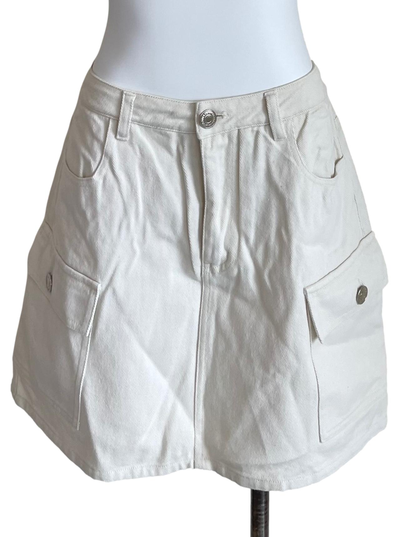 Alabaster Cargo A-Line Jean Skirt