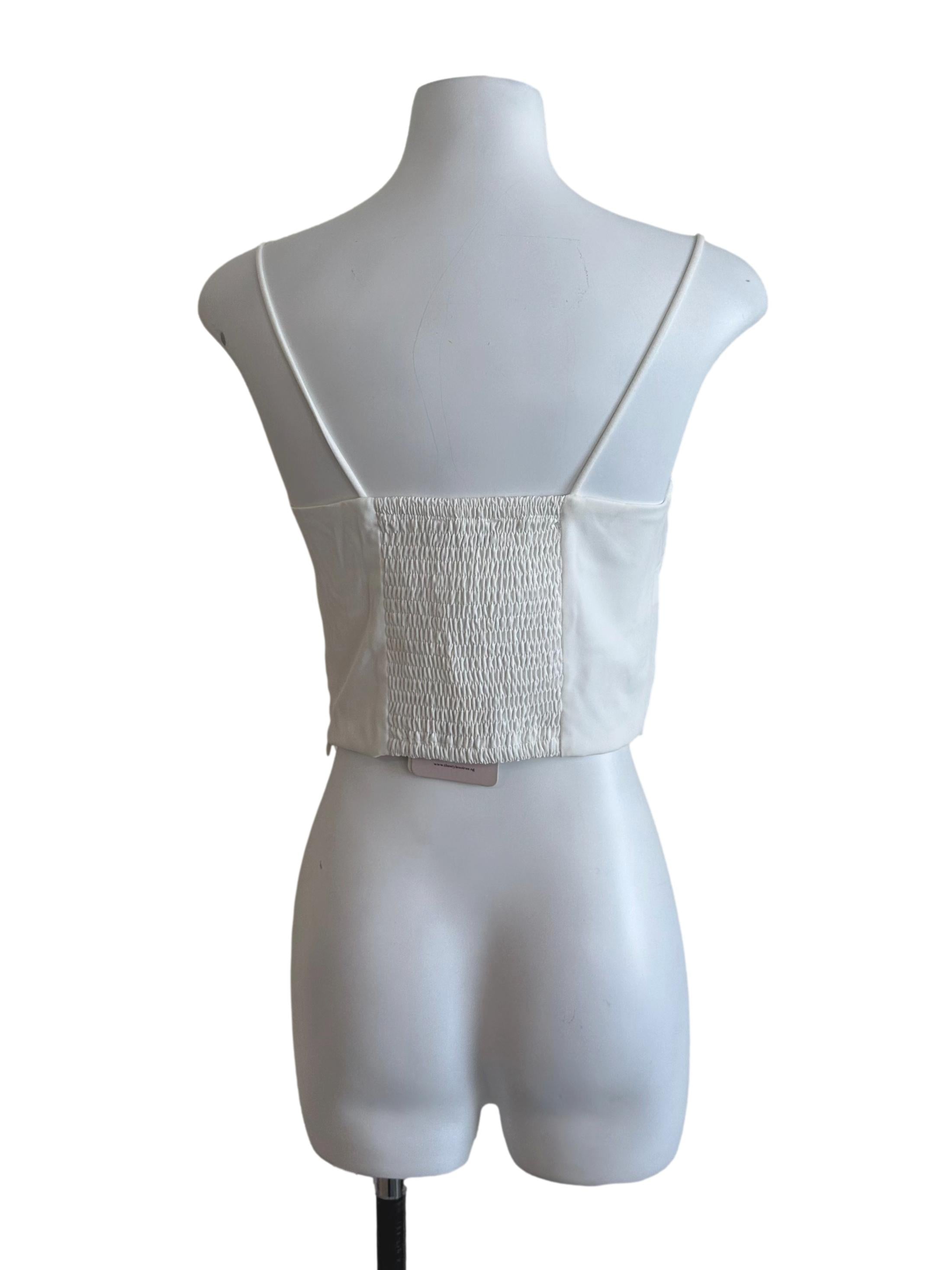 Pearl White Button Fitted Top