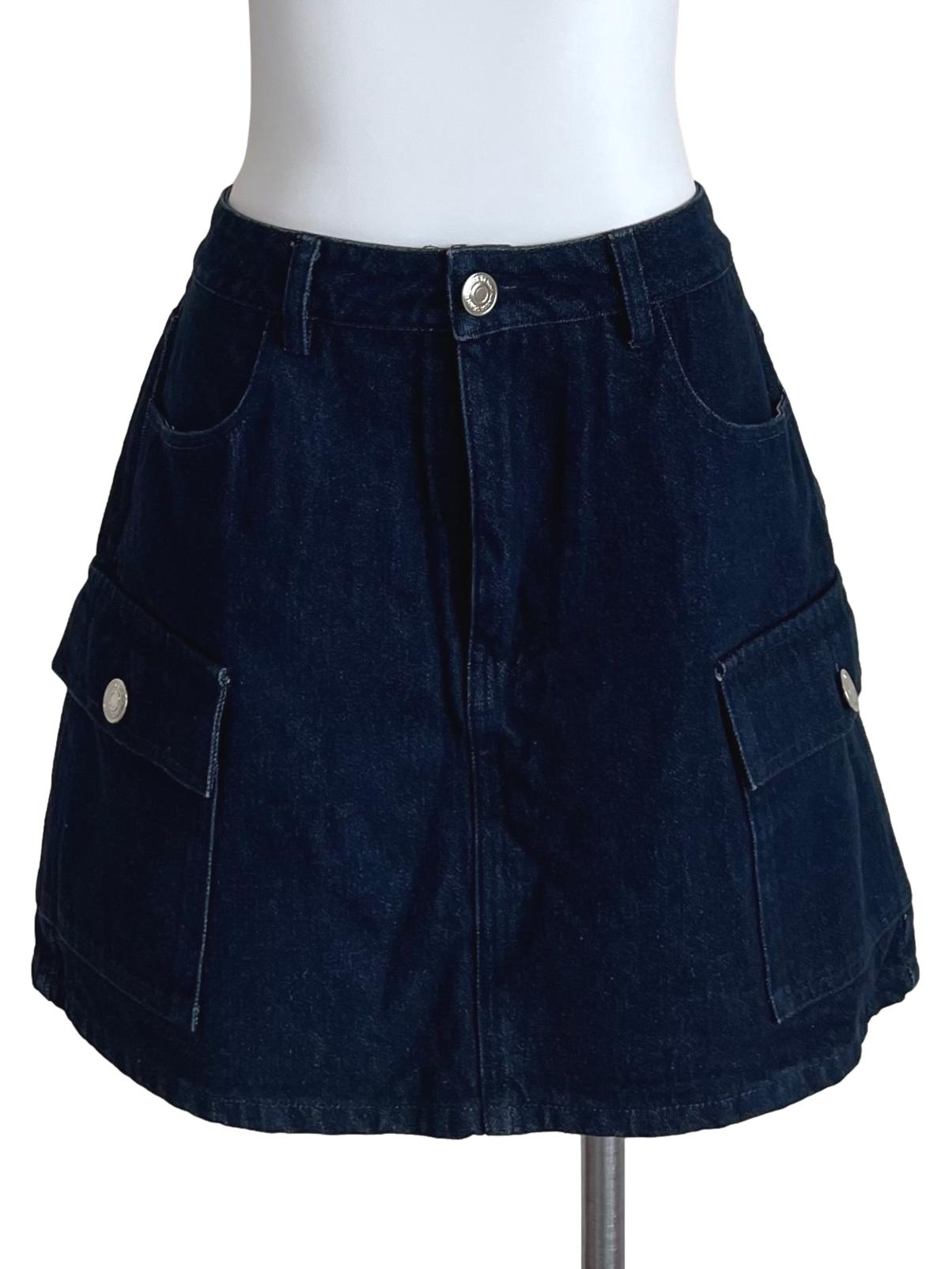 Denim Cargo A-Line Jean Skirt