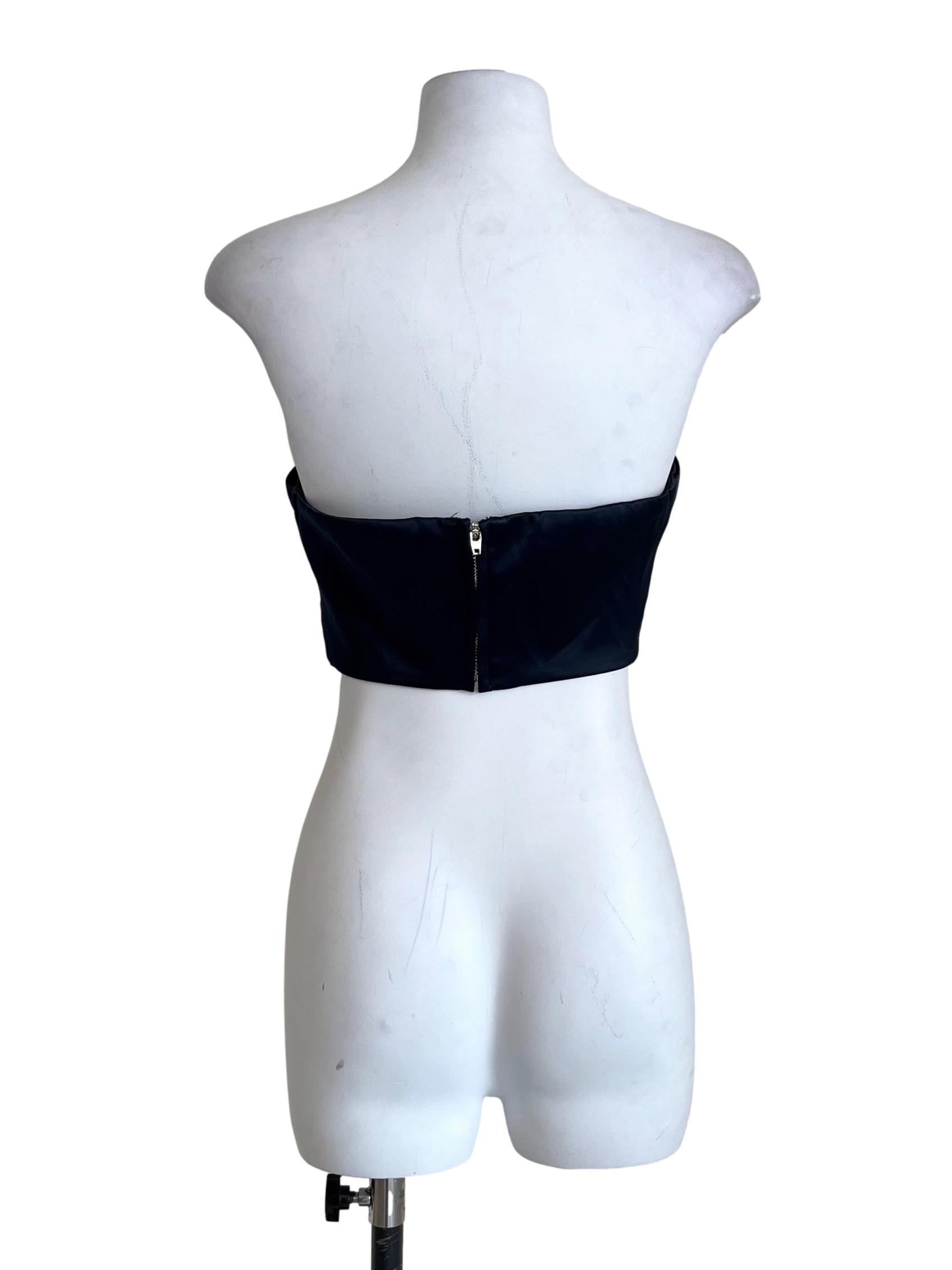 Denim Blue Satin Crop Top