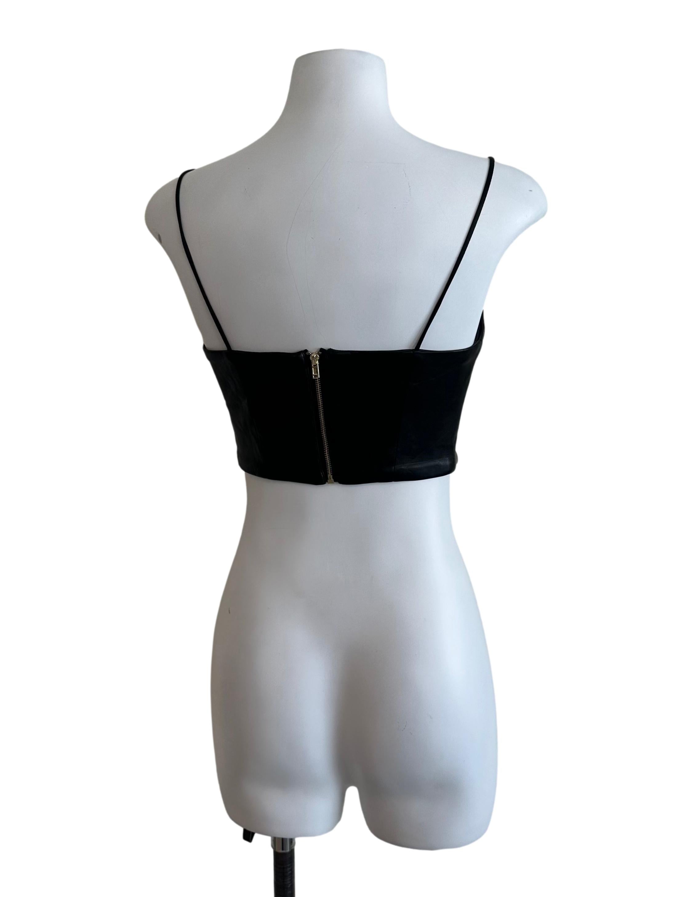 Rich Black Leather Crop Top