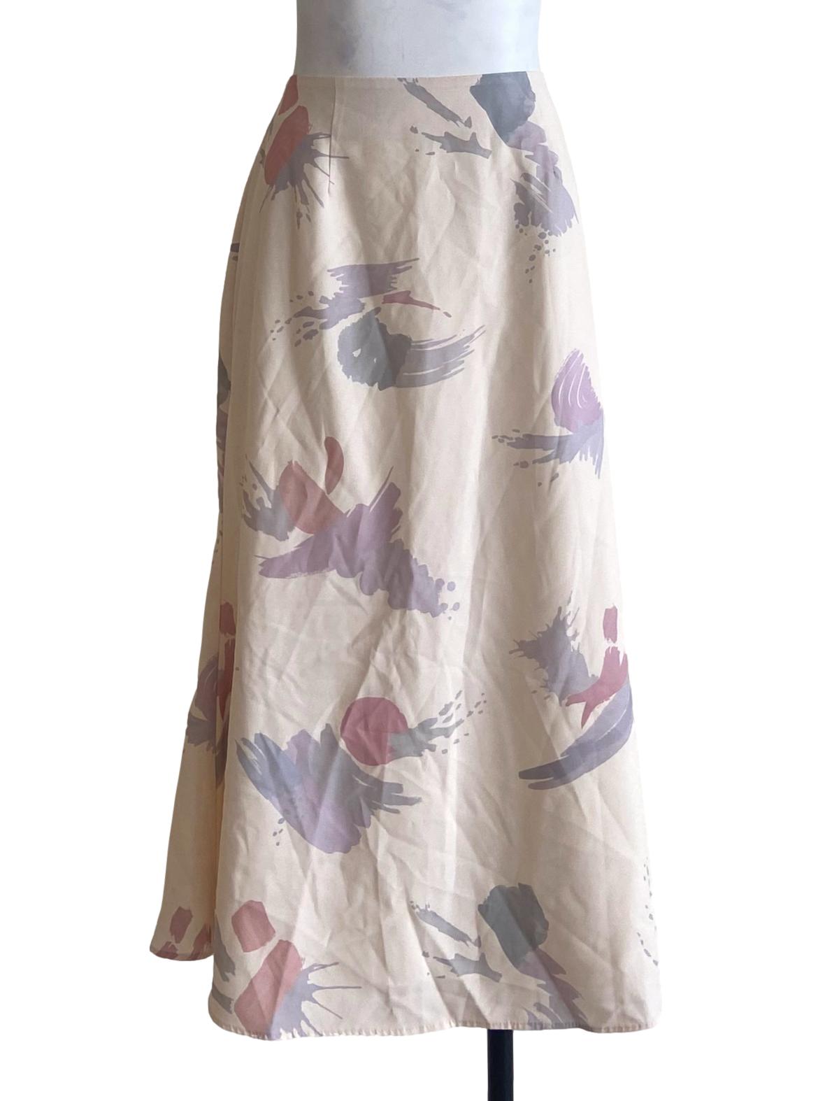 Egg Shell Beige & Multicolor A-Line Skirt TCL