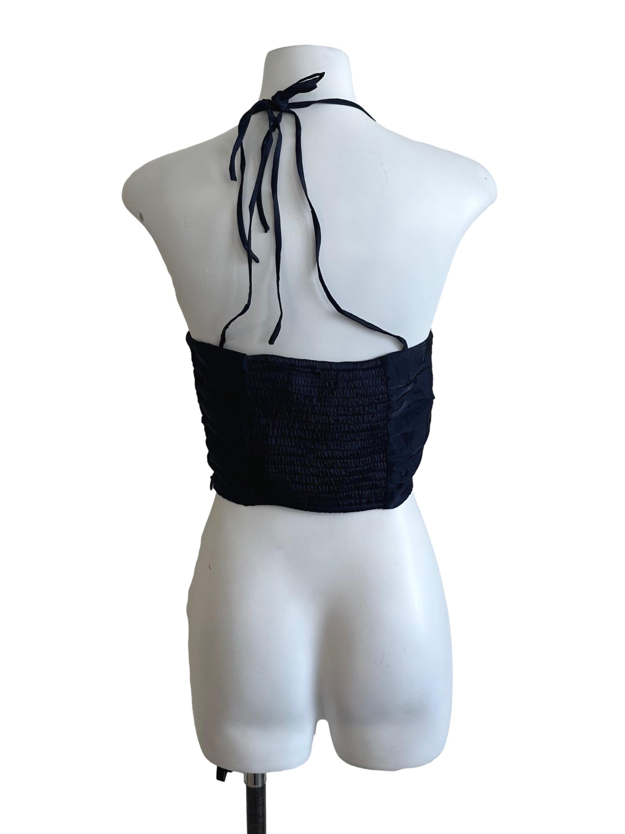 Navy Blue V Neck Halter Top