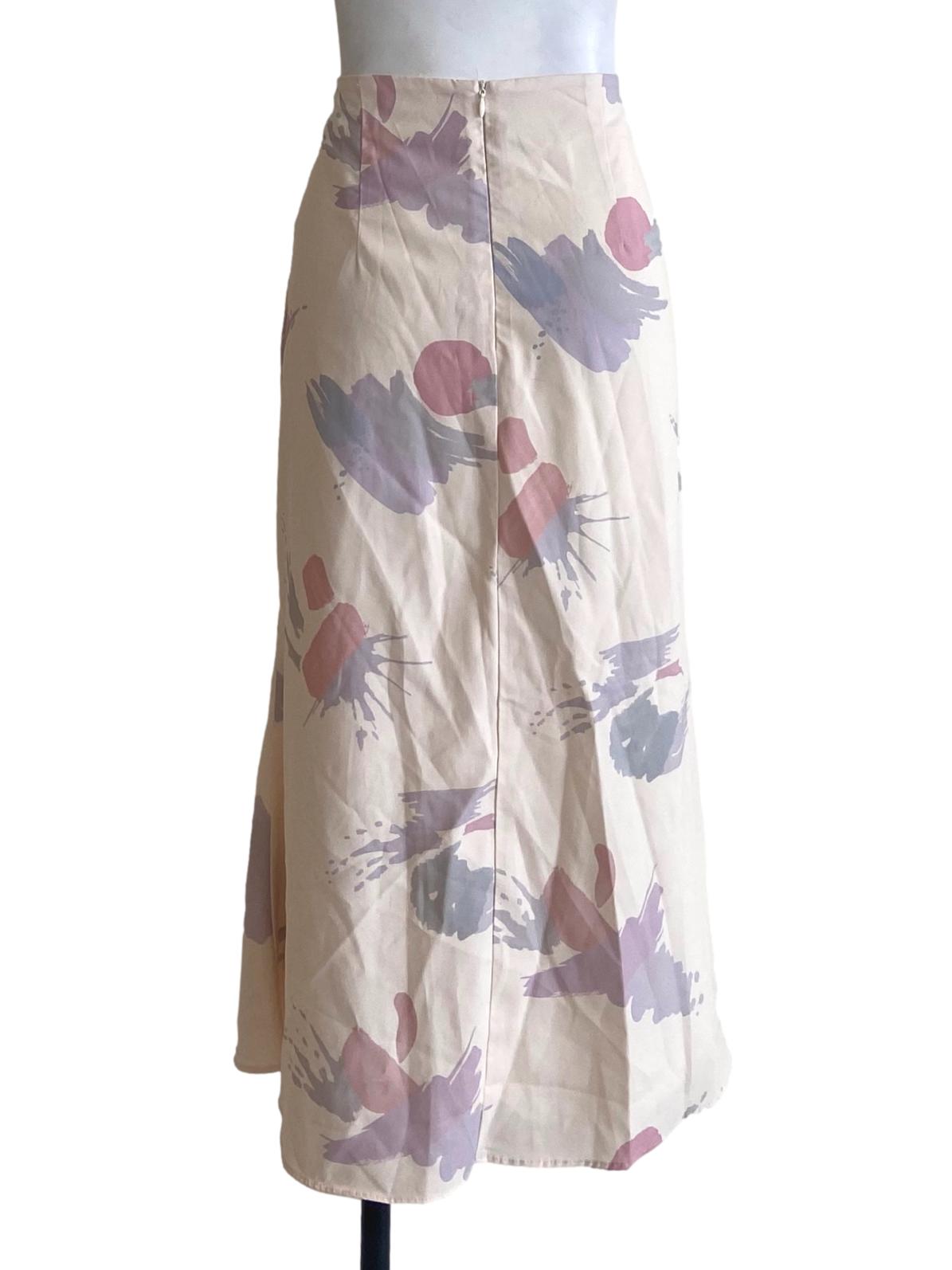Egg Shell Beige & Multicolor A-Line Skirt TCL