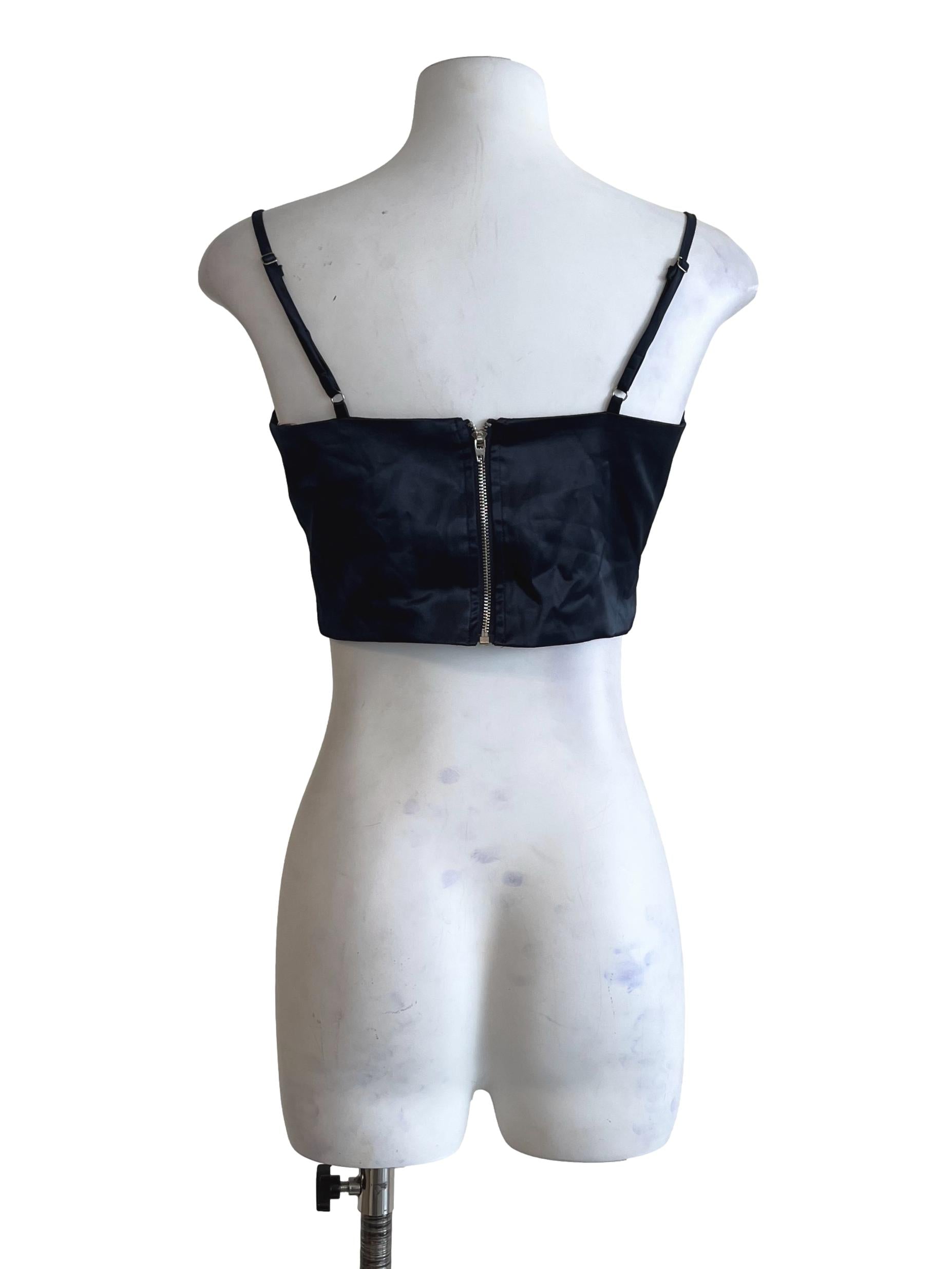 Navy Blue Spaghetti Strap Satin Top