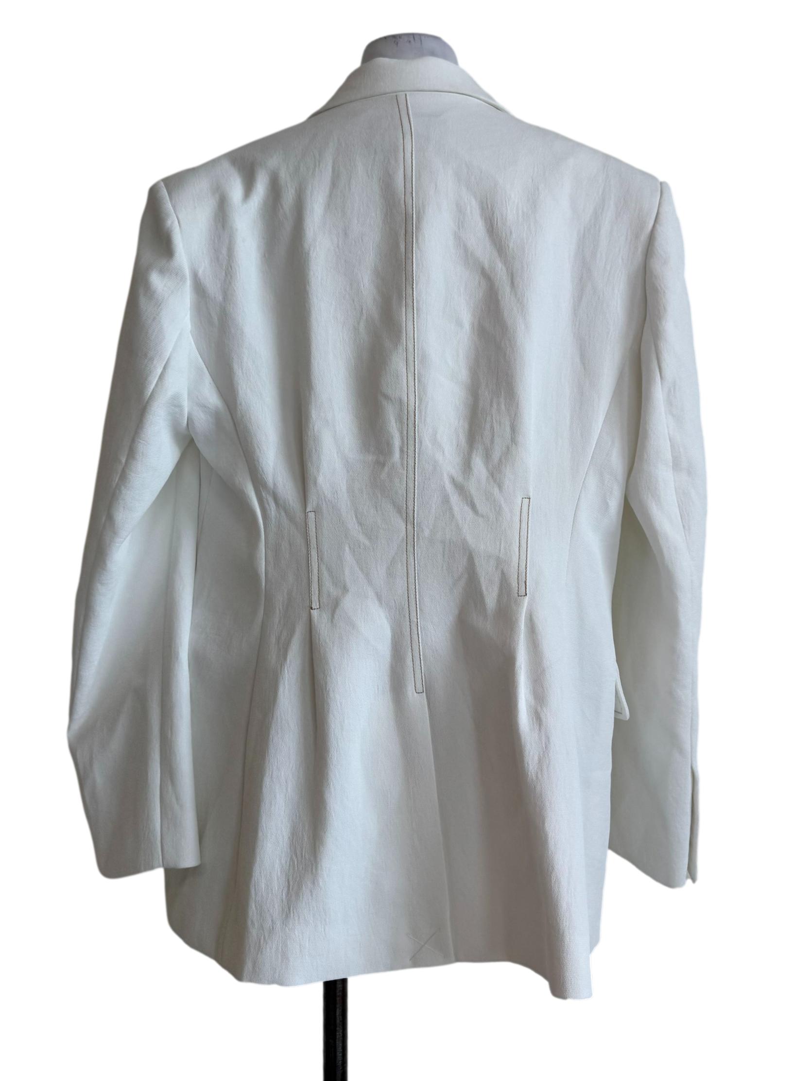 Cotton White Long Sleeve Blazer