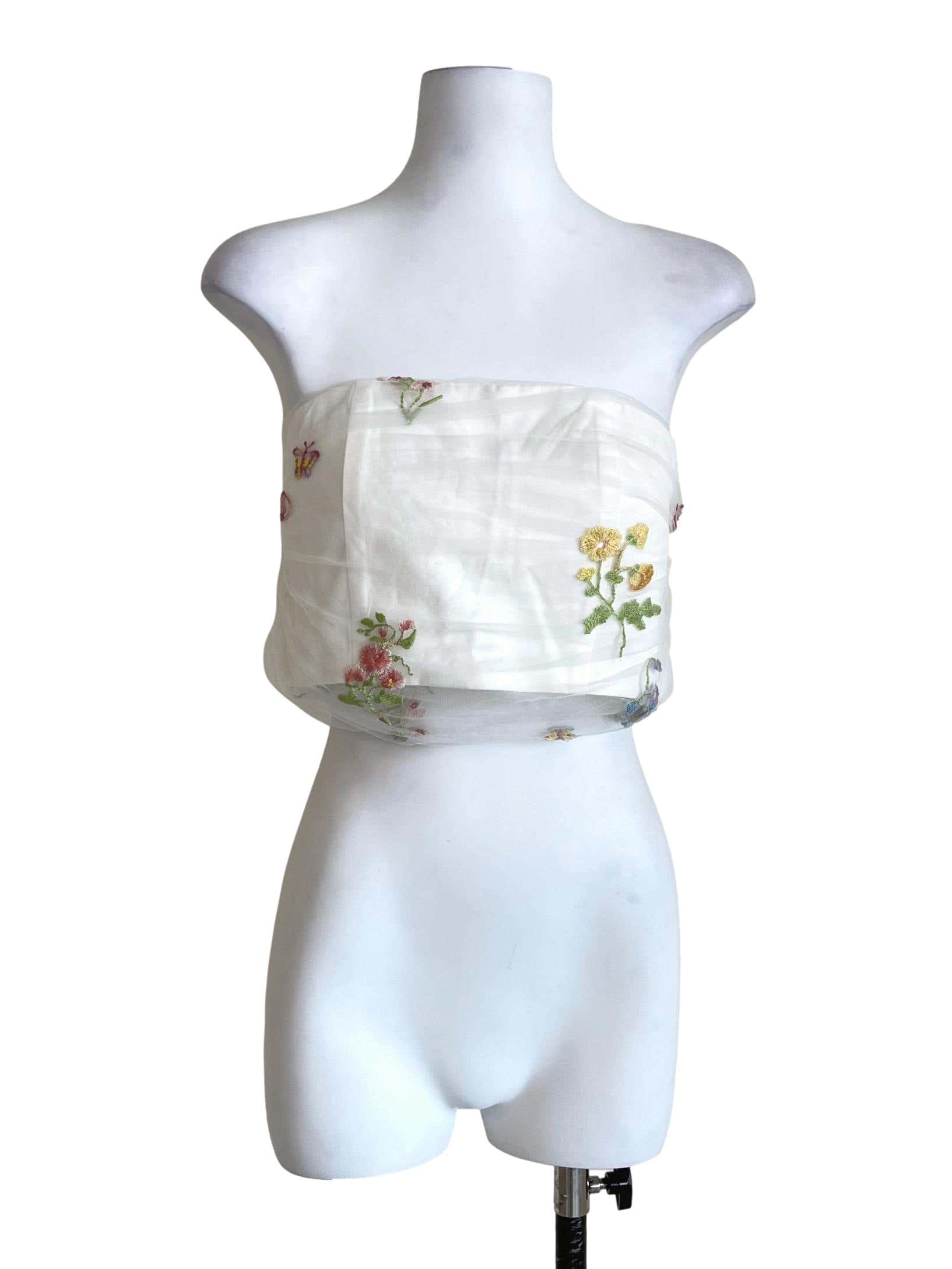 Cotton White Floral Crop Top TTR