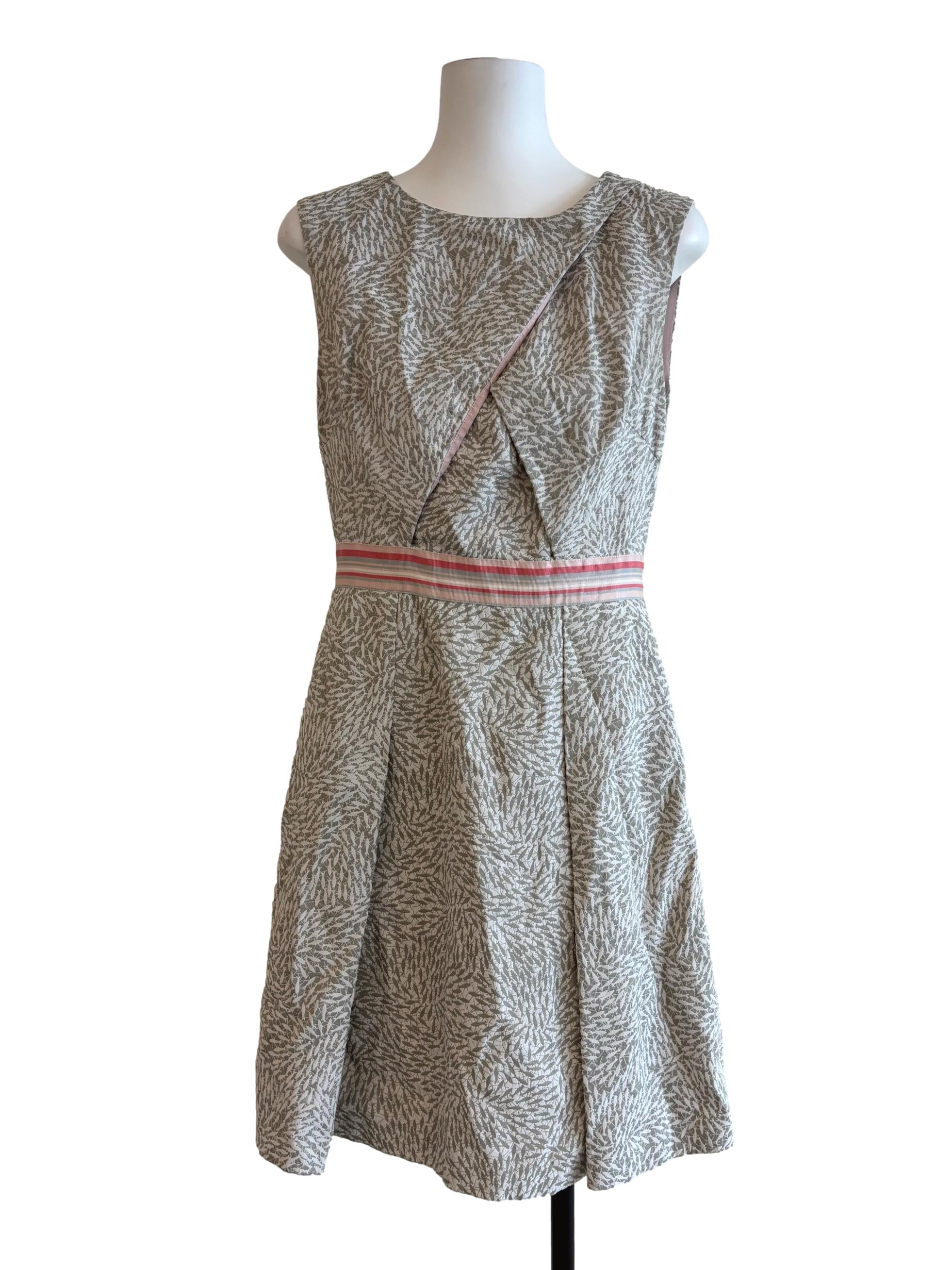 Porcelain Sleeveless Printed A-Line Dress