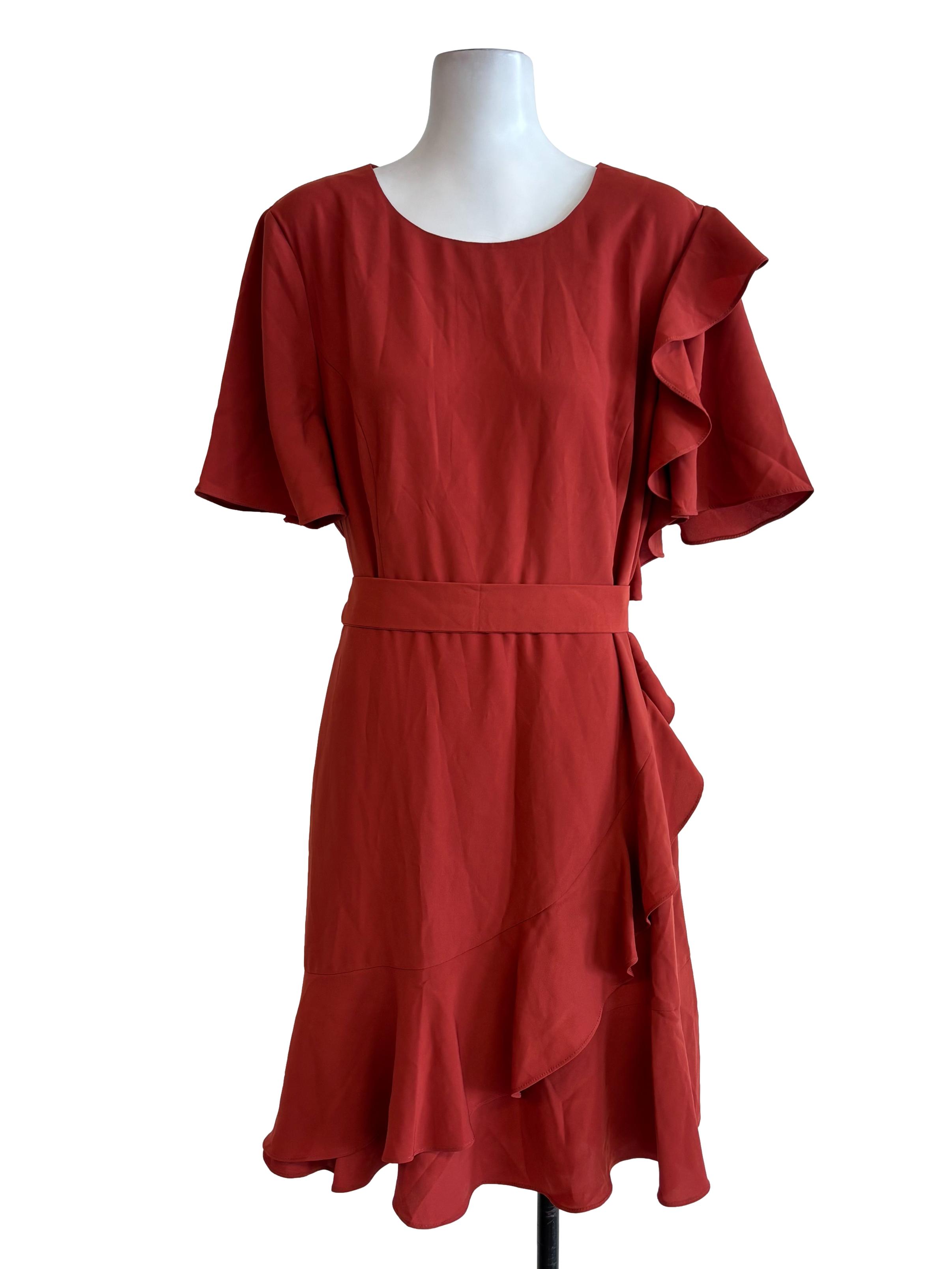 Brick Orange Ruffle Dress