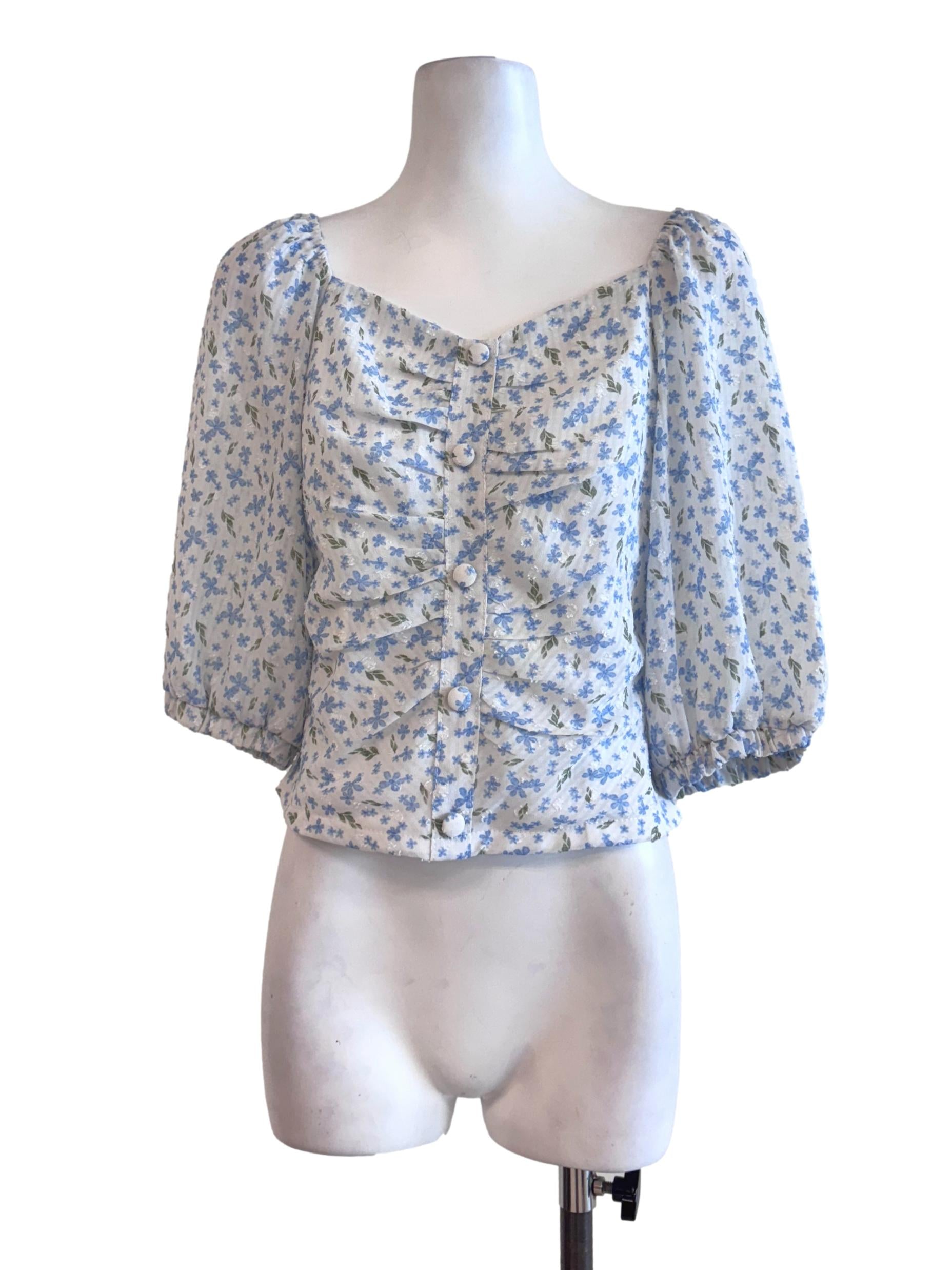 White Floral Cowl Neck Crop Top