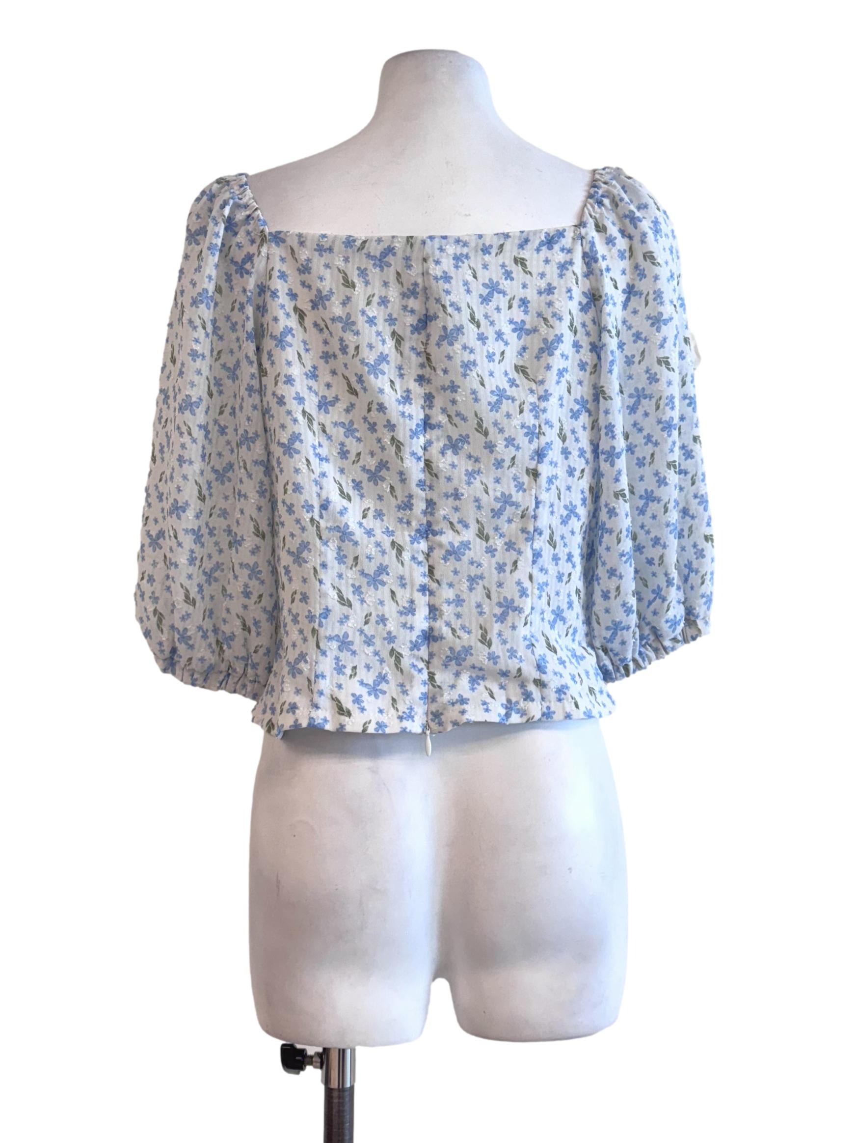 White Floral Cowl Neck Crop Top